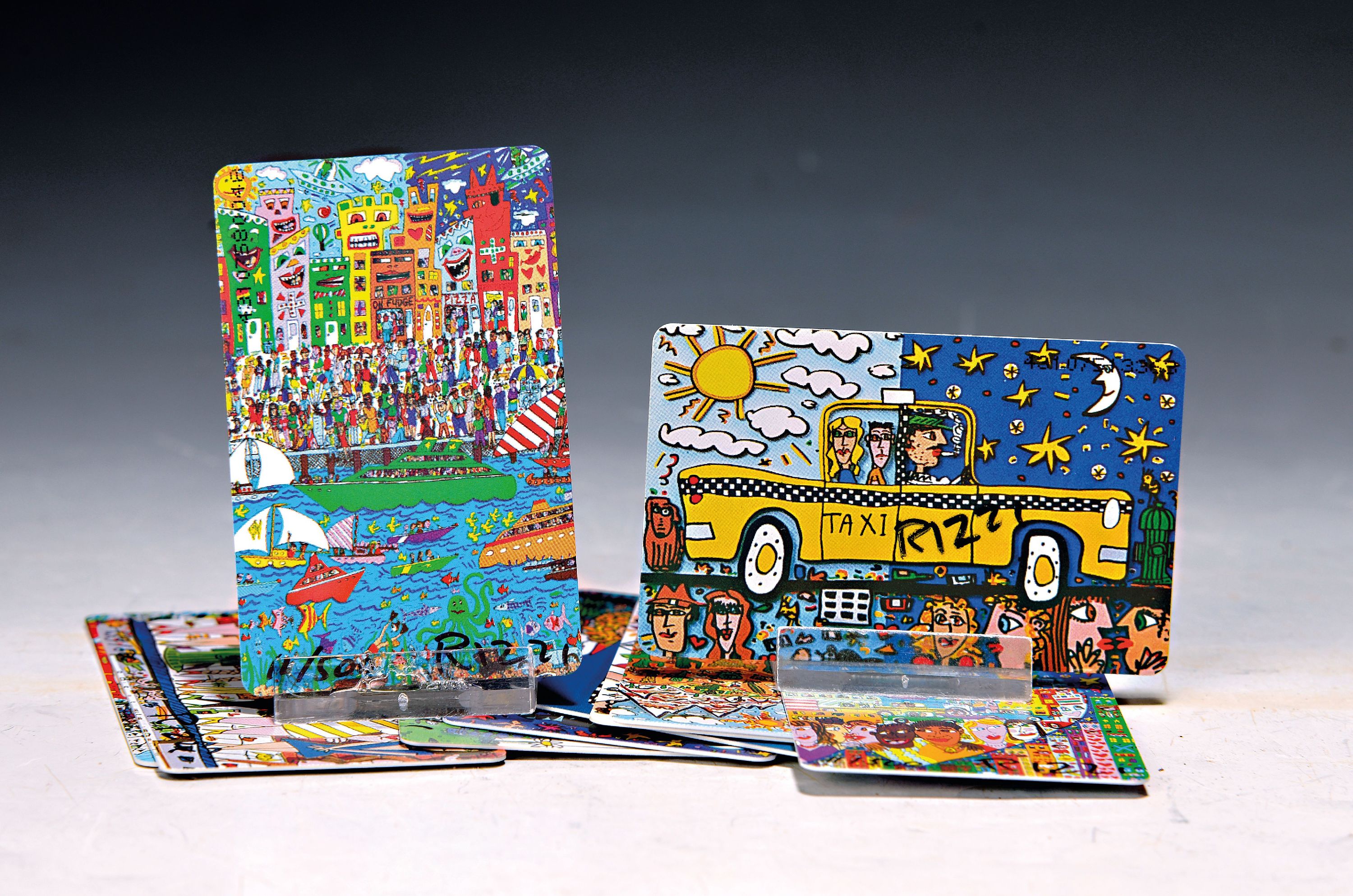 Image 26988667 - James Rizzi, 1950-2011 New York, 9 deutsche Telefonkarten, alle handsigniert, 9 davon ...