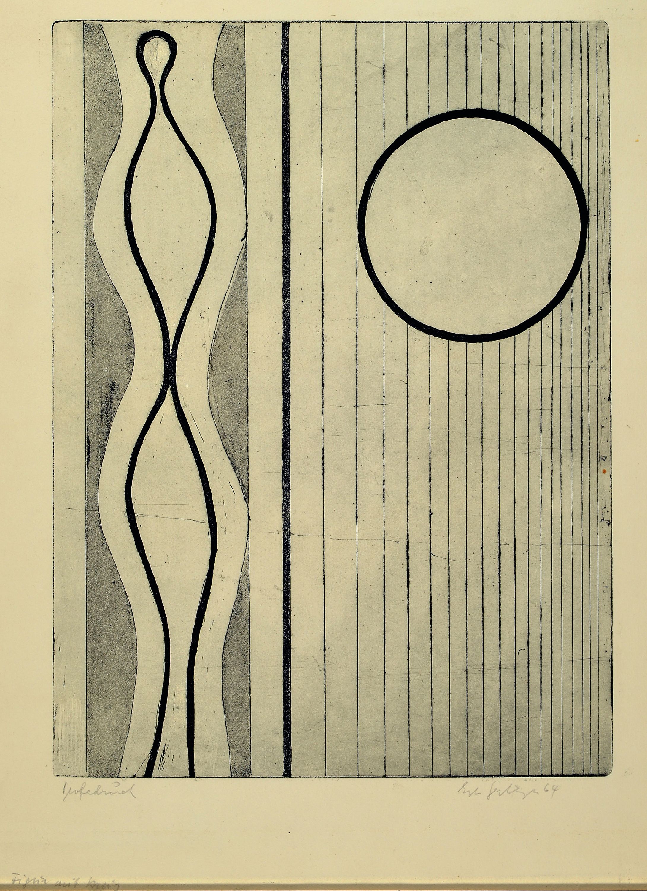 Image 26988768 - Ernst Geitlinger, 1895 Frankfurt/Main-1972 Seeshaupt, Figur mit Kreis, Radierung, sign. ...