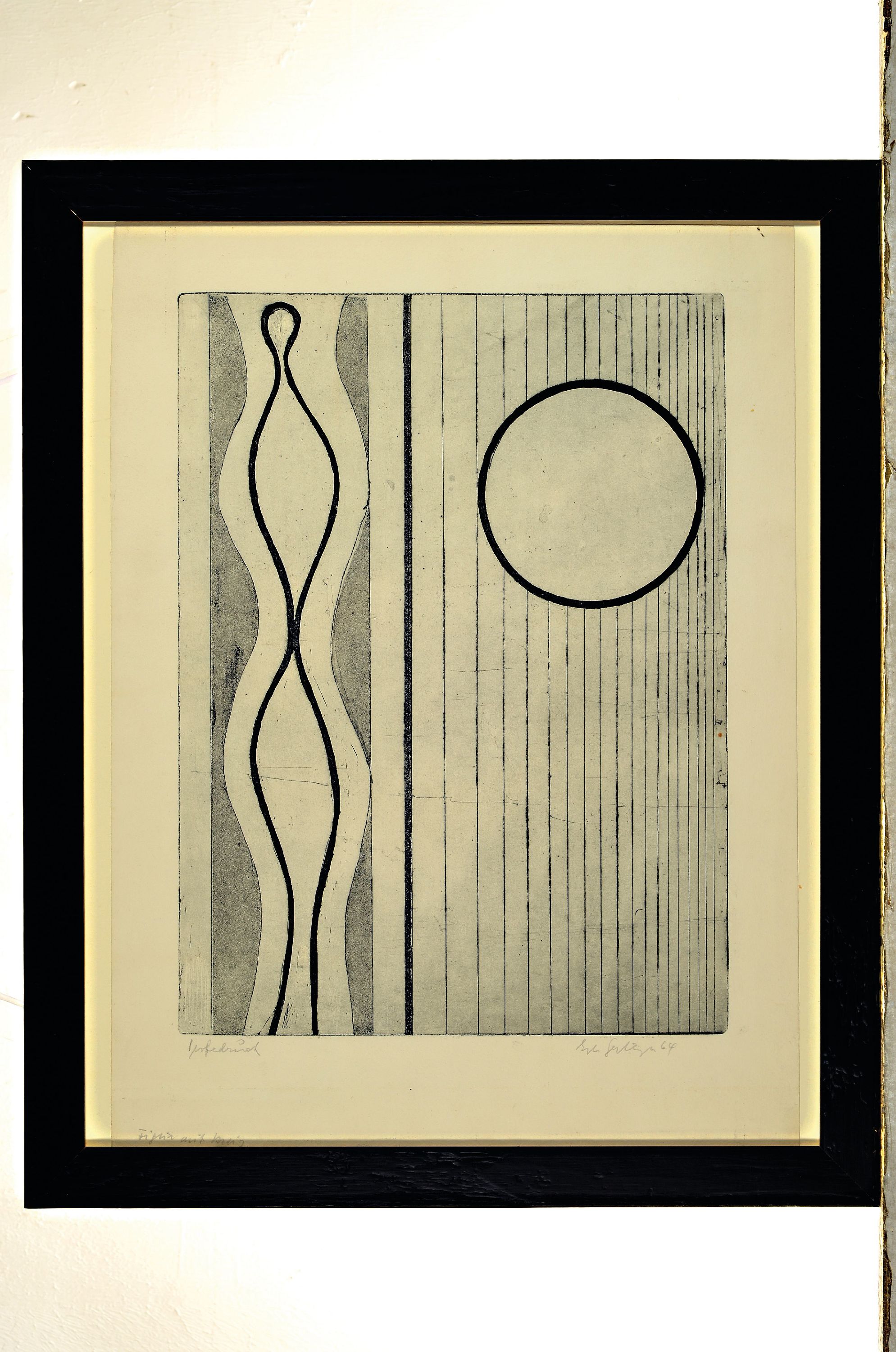 Detail k: Ernst Geitlinger, 1895 Frankfurt/Main-1972 Seeshaupt, Figur mit Kreis, Radierung, sign. und dat. 1964, bez.: Probedruck, im WVZ Nr. P 749 als eine ...
