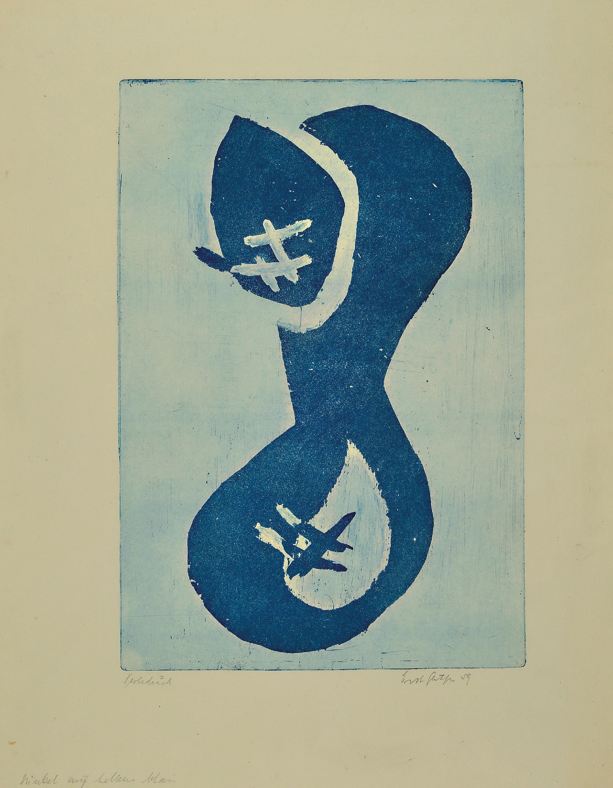 Image 26988769 - Ernst Geitlinger, 1895 Frankfurt/Main-1972 Seeshaupt, Dunkelblau auf Hellblau, ...