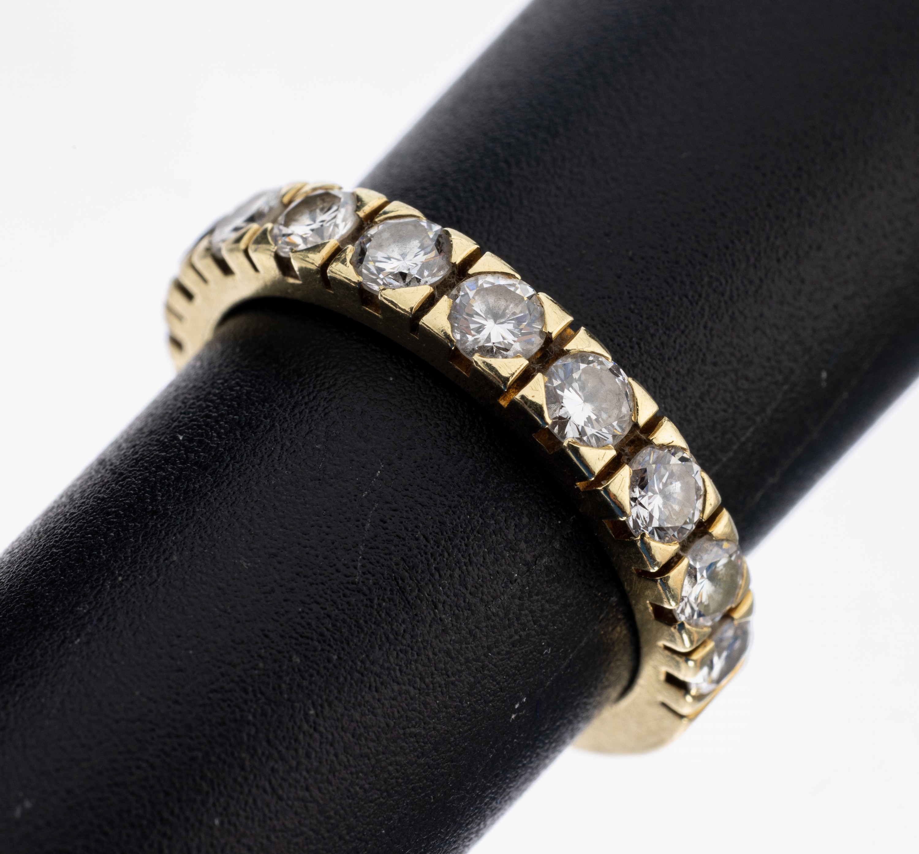 14 kt Gold Halbmemory Brillant Ring, GG 585/000, 10 Brillanten zus. ca. 1.0 ct Weiß/ si, RW 54, ca. 5.4 g