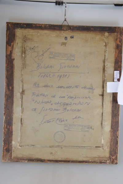 26988798c - Giovanni Boldini, 1842 Ferrara-1931 Paris, Aquarell auf Papier, Träumende Frau vor ...