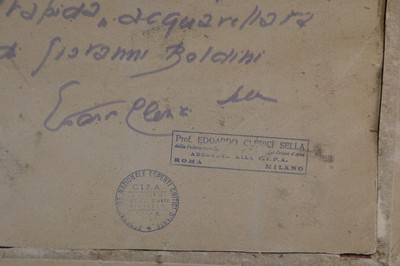 26988798d - Giovanni Boldini, 1842 Ferrara-1931 Paris, Aquarell auf Papier, Träumende Frau vor ...