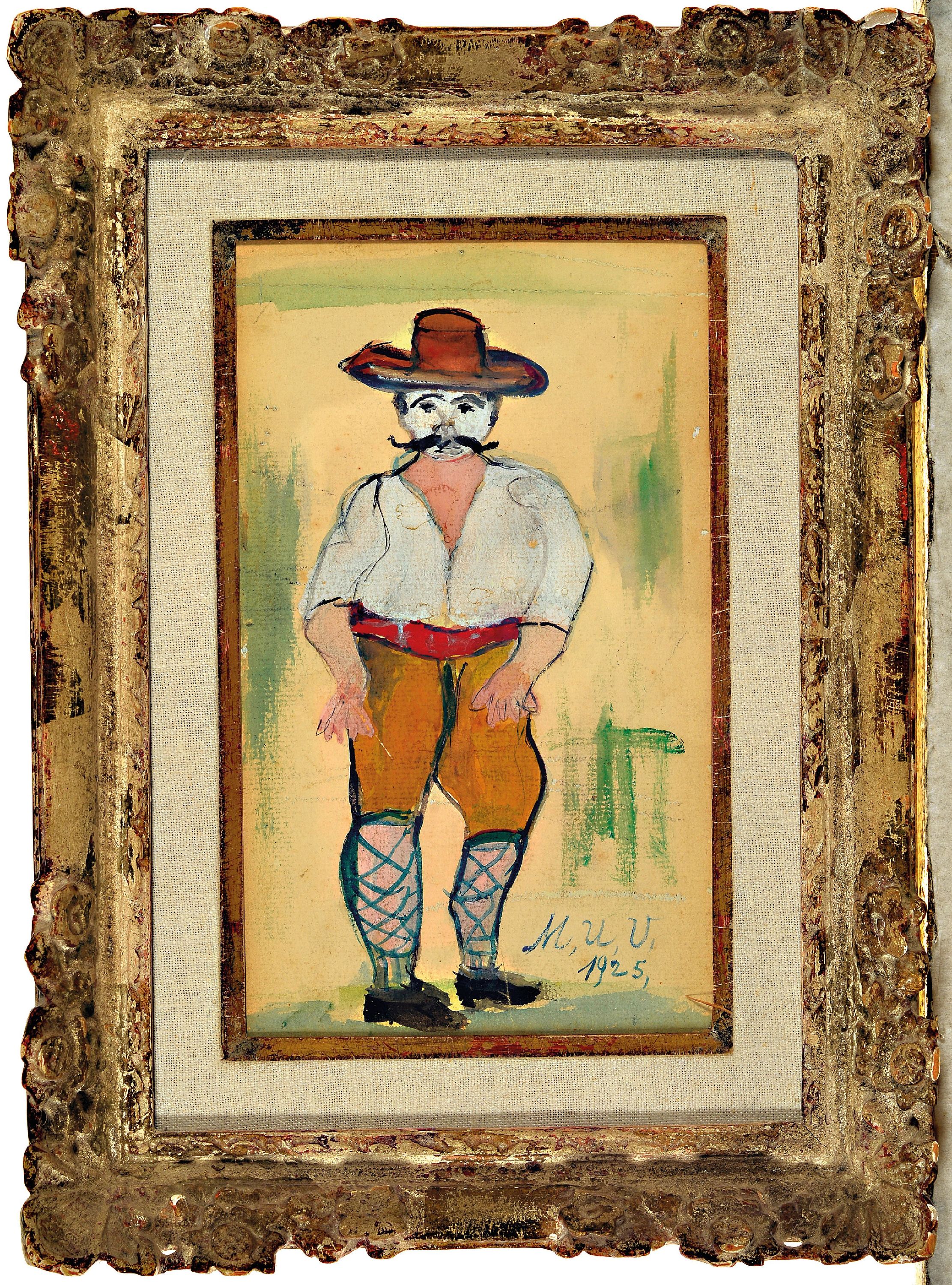 Detail k: Maurice Utrillo, 1883 Paris-1955 Dax, "The Mexican Dancer", Aquarell und Gouache auf Papier, doubliert, auf Lwd rechts unten monogrammiert ...