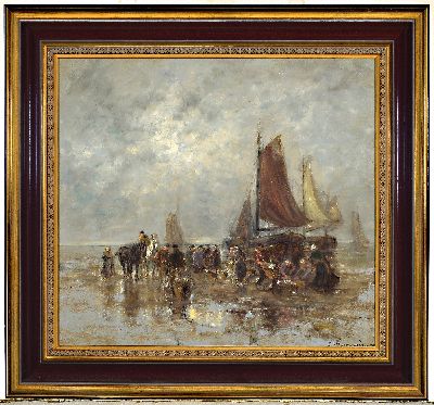 26988803k - Desiré Thomassin, 1858 Wien-1933 München, Die Heimkehr der Fischer, Öl/Malkarton, ...