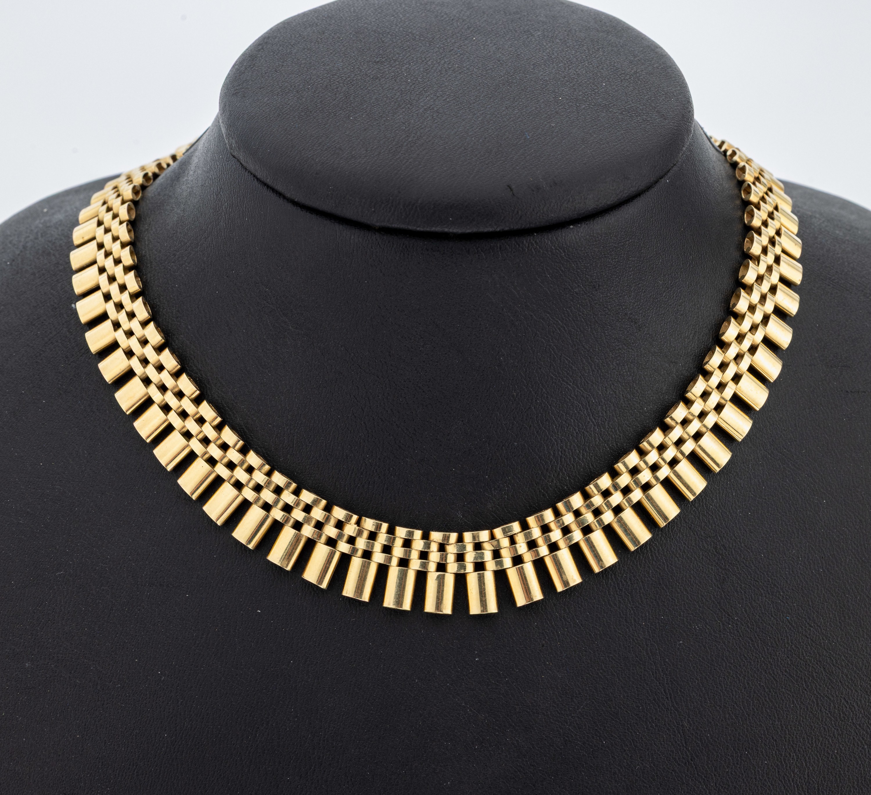 Image 26988948 - 14 kt Gold Collier, GG 585/000, verlaufend,Backsteinoptik, L. ca 43.5 cm, Kastenschloss ...