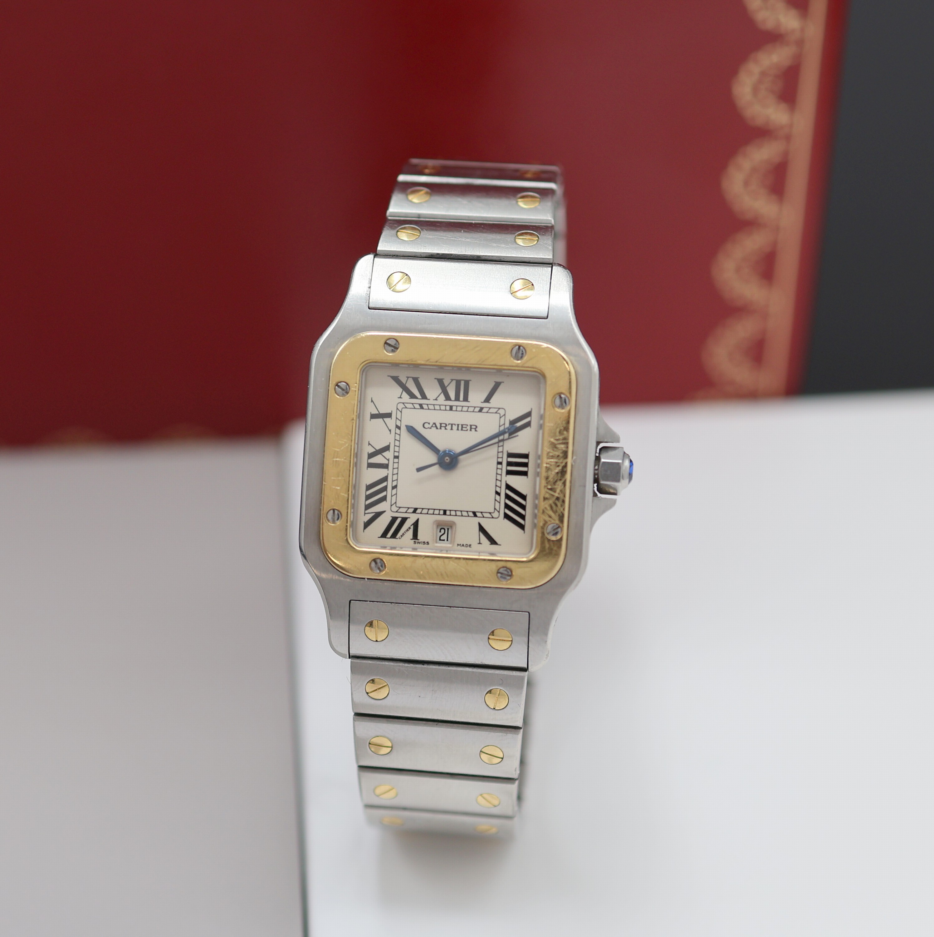 Image 26989022 - CARTIER Armbanduhr Santos Galbee Referenz 1566, quarz, Edelstahl/Gold kombiniert inkl. ...