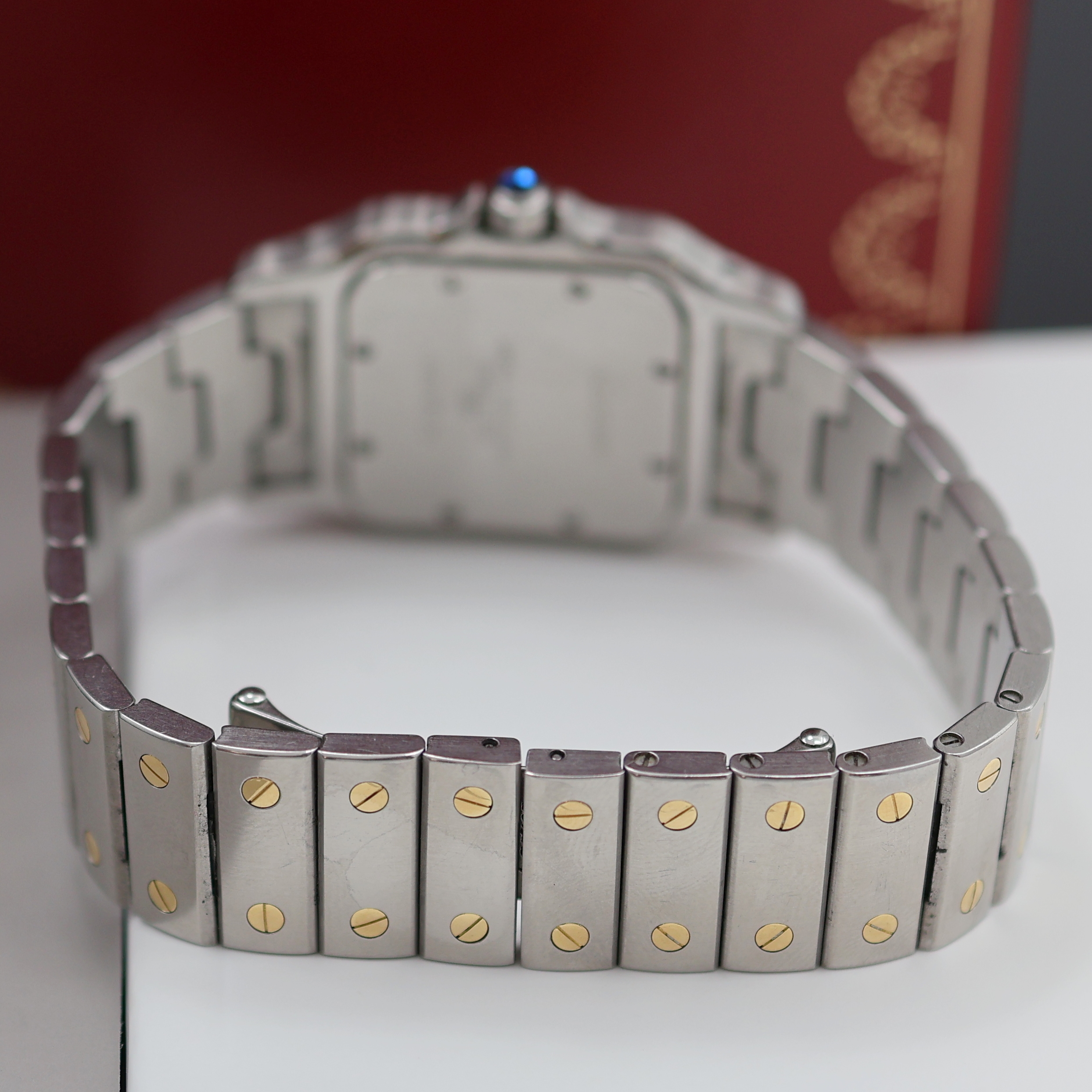 Detail b: CARTIER Armbanduhr Santos Galbee Referenz 1566, quarz, Edelstahl/Gold kombiniert inkl. Gliederband m. dopp. Faltschl., Boden 8-fach verschr., ...