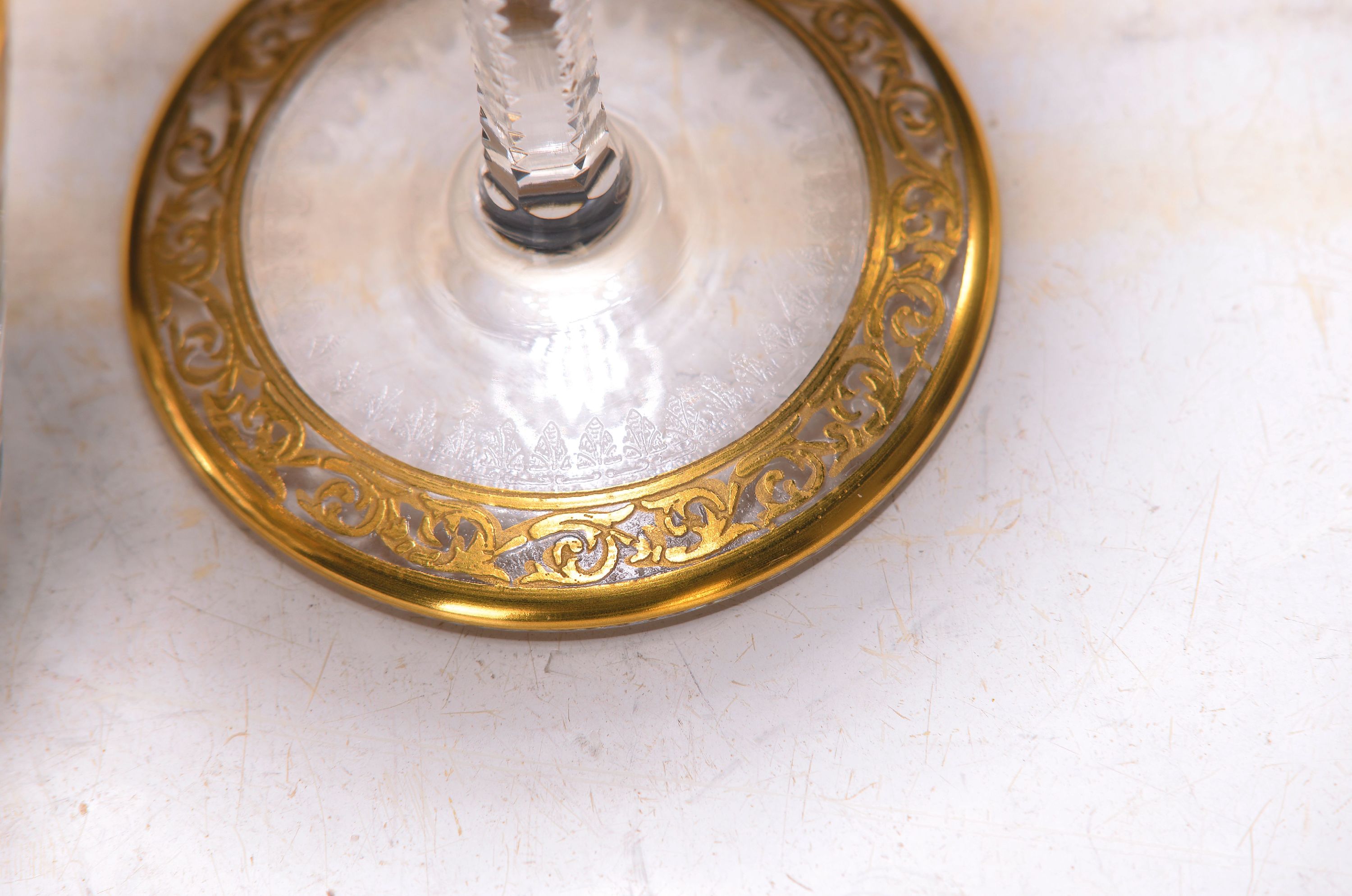 Detail a: Trinkglasservice, Saint Louis, Thistle, für 6 Personen, 6 Weingläser, 6 Sektflöten, 6 Whisky-Gläser, mundgeblasene, handgeschliffene Gläser, ...