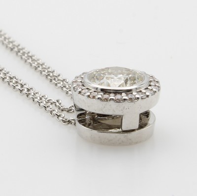 26989187a - Anhänger an 2 reihiger Kette mit Brillanten, WG 750/000, Mittelstein ca. 1.01 ct ...