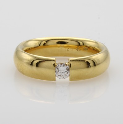 Image Ring mit Brillant, GG 750/000, Brill. ca. 0.21 ct Weiß/si, Spannringoptik, RW ca. ...