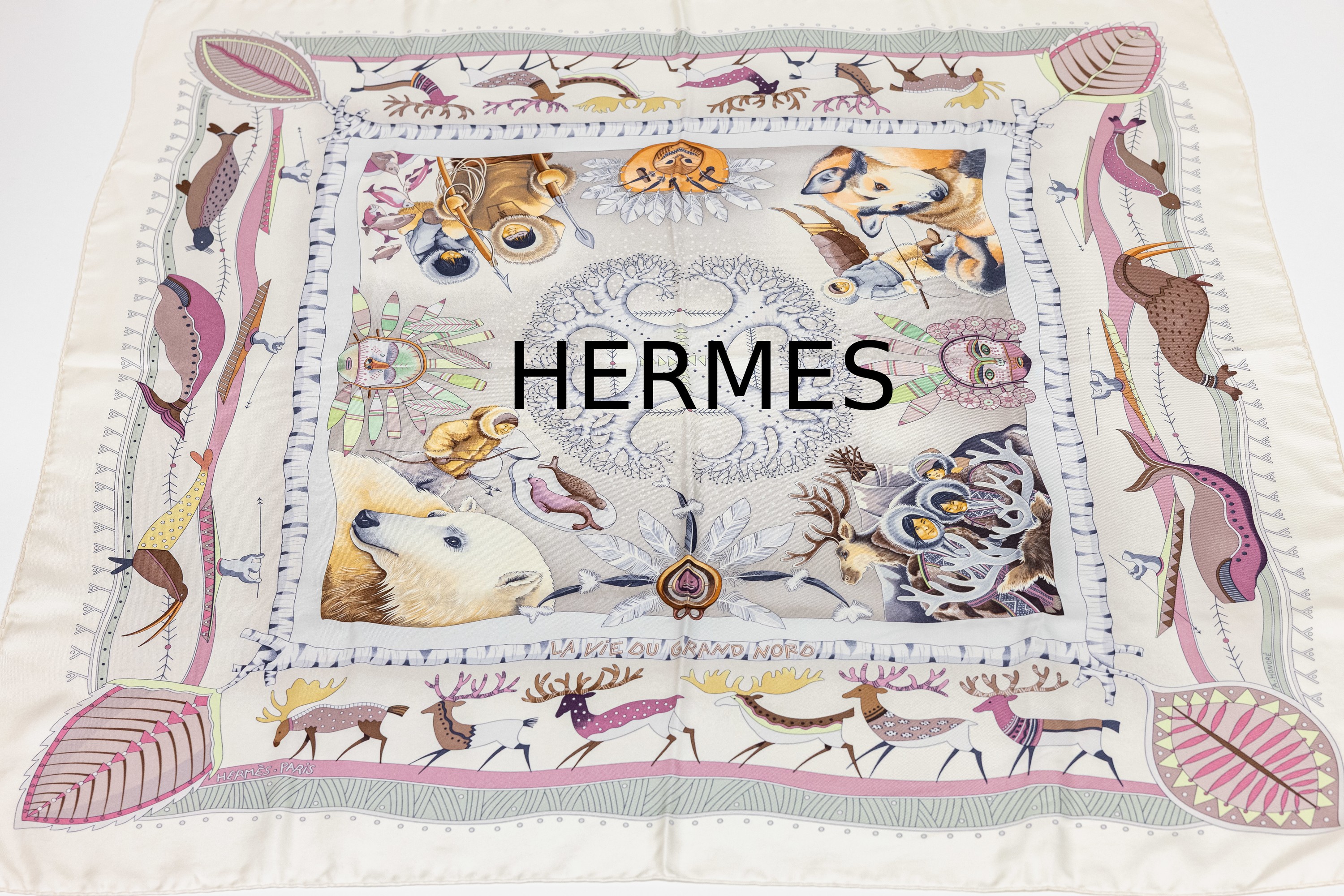 Image 26989519 - HERMES Carree, ´La Vie du Grand Nord´ , (DasLeben im hohen Norden), 100 % Seide, ...