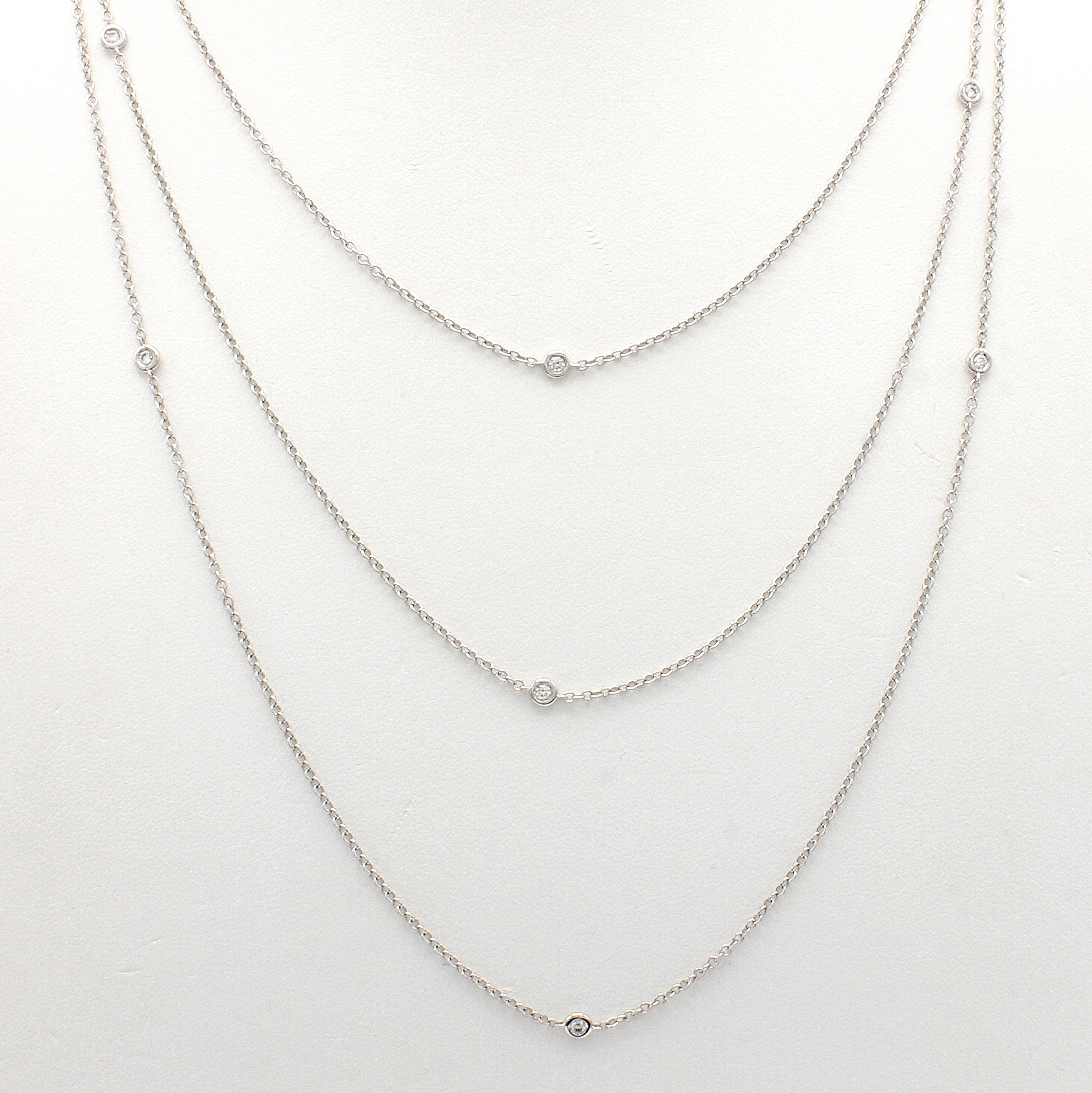 Image 26989885 - 3 reihige Kette mit Brillanten, WG 750/000, Brill. in Zargenfassungen zus. ca. 0.45 ct ...