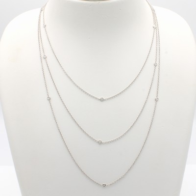 26989885a - 3 reihige Kette mit Brillanten, WG 750/000, Brill. in Zargenfassungen zus. ca. 0.45 ct ...