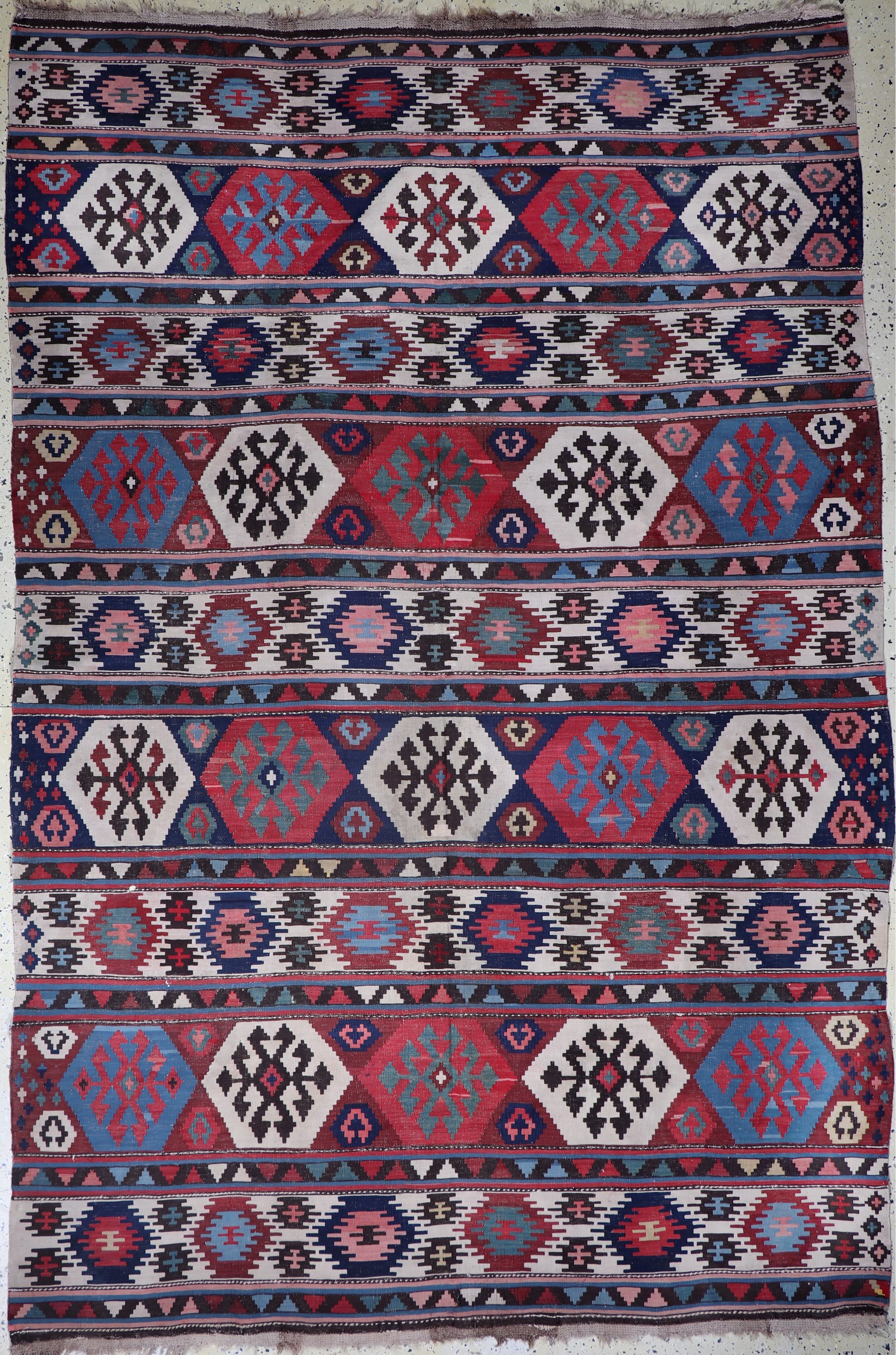 "Kuba"Schirwan Kelim antik, Kaukasus, 19.Jhd, Wolle auf Wolle, ca. 297 x 200 cm, EHZ: 2, (kleine Restaurierungen)