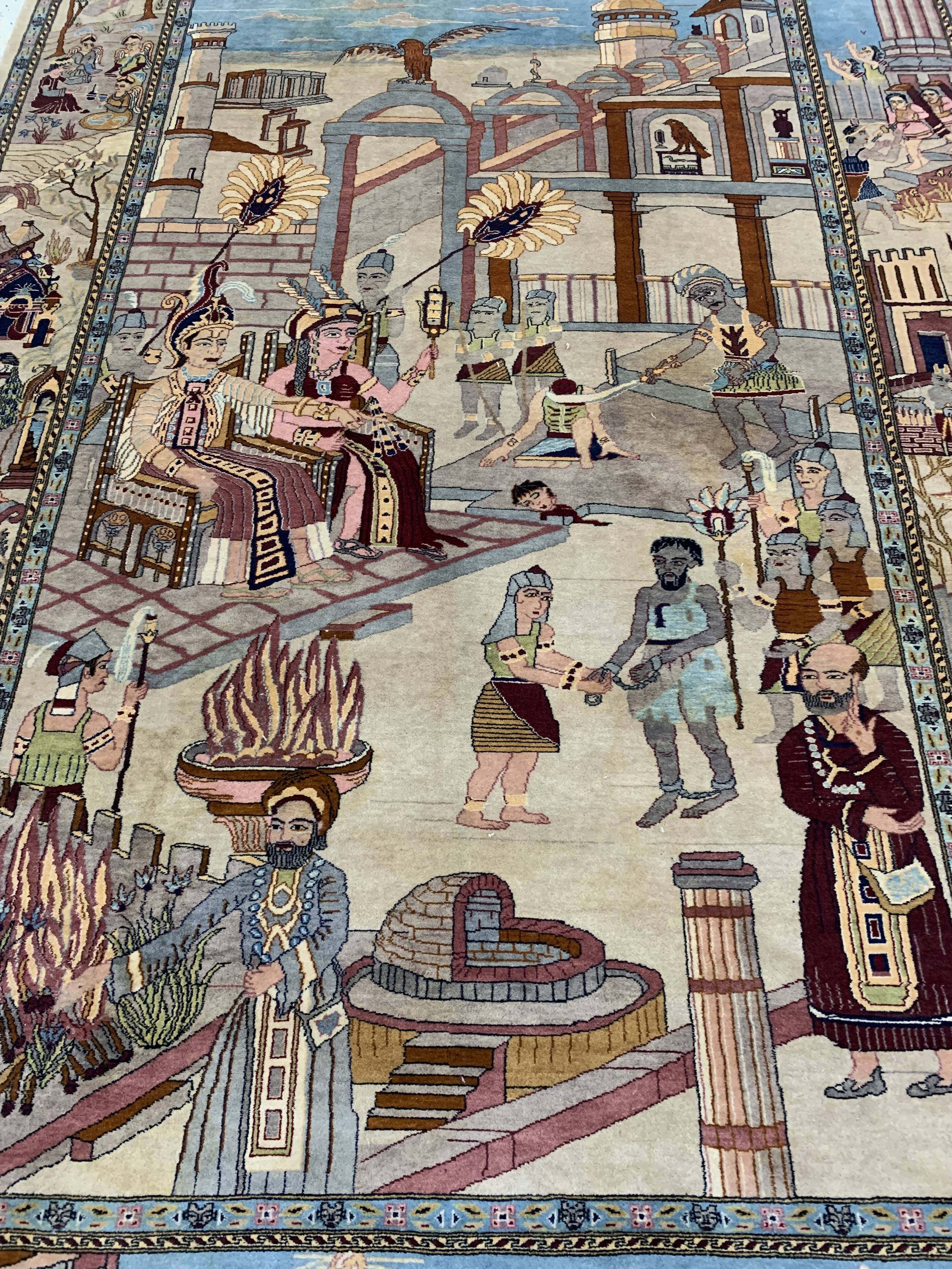 Detail c: Lahor alt, Pakistan, Mitte 20.Jhd, Wolle auf Baumwolle, ca. 275 x 183 cm, EHZ: 2