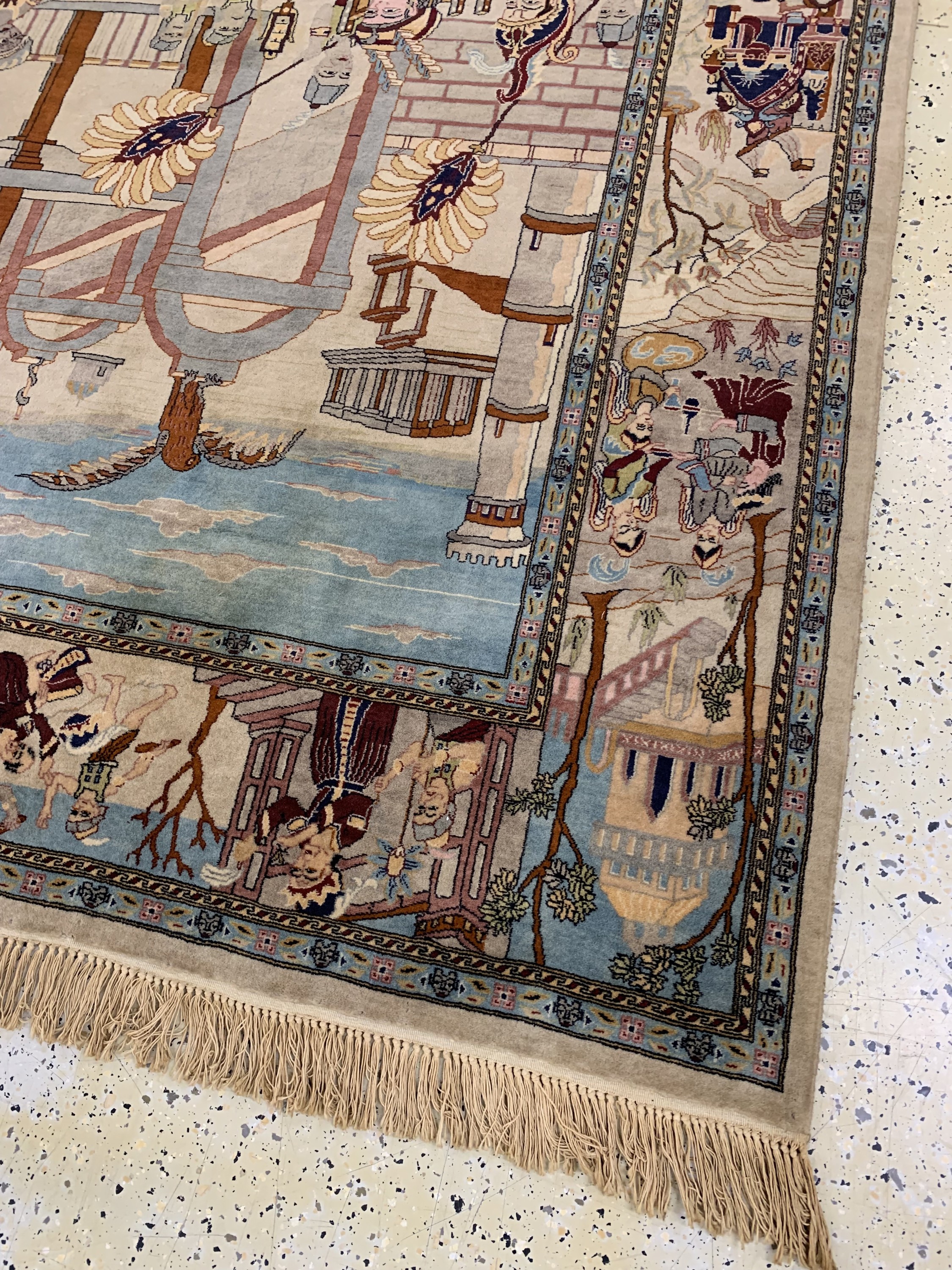 Detail d: Lahor alt, Pakistan, Mitte 20.Jhd, Wolle auf Baumwolle, ca. 275 x 183 cm, EHZ: 2