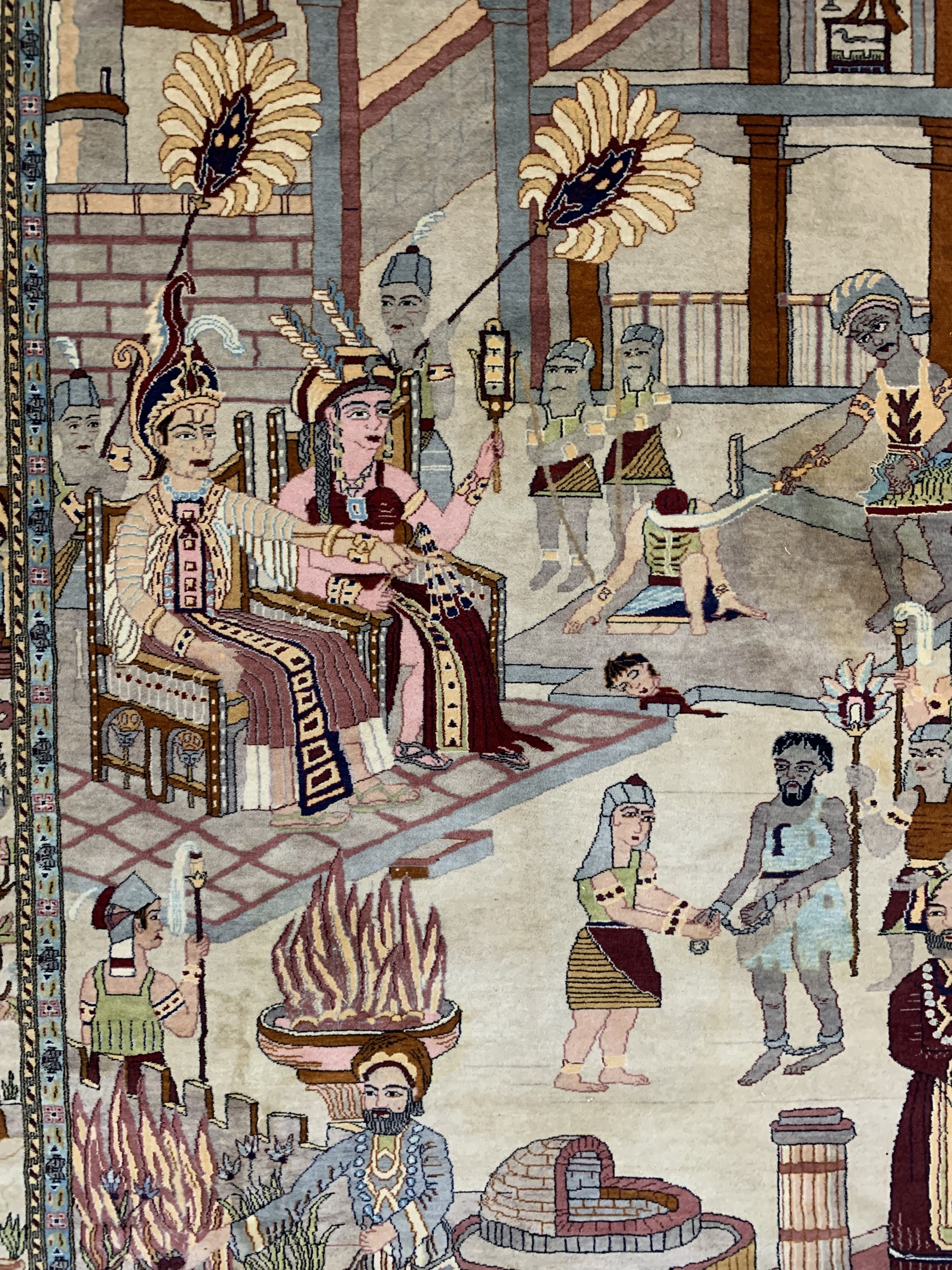 Detail f: Lahor alt, Pakistan, Mitte 20.Jhd, Wolle auf Baumwolle, ca. 275 x 183 cm, EHZ: 2