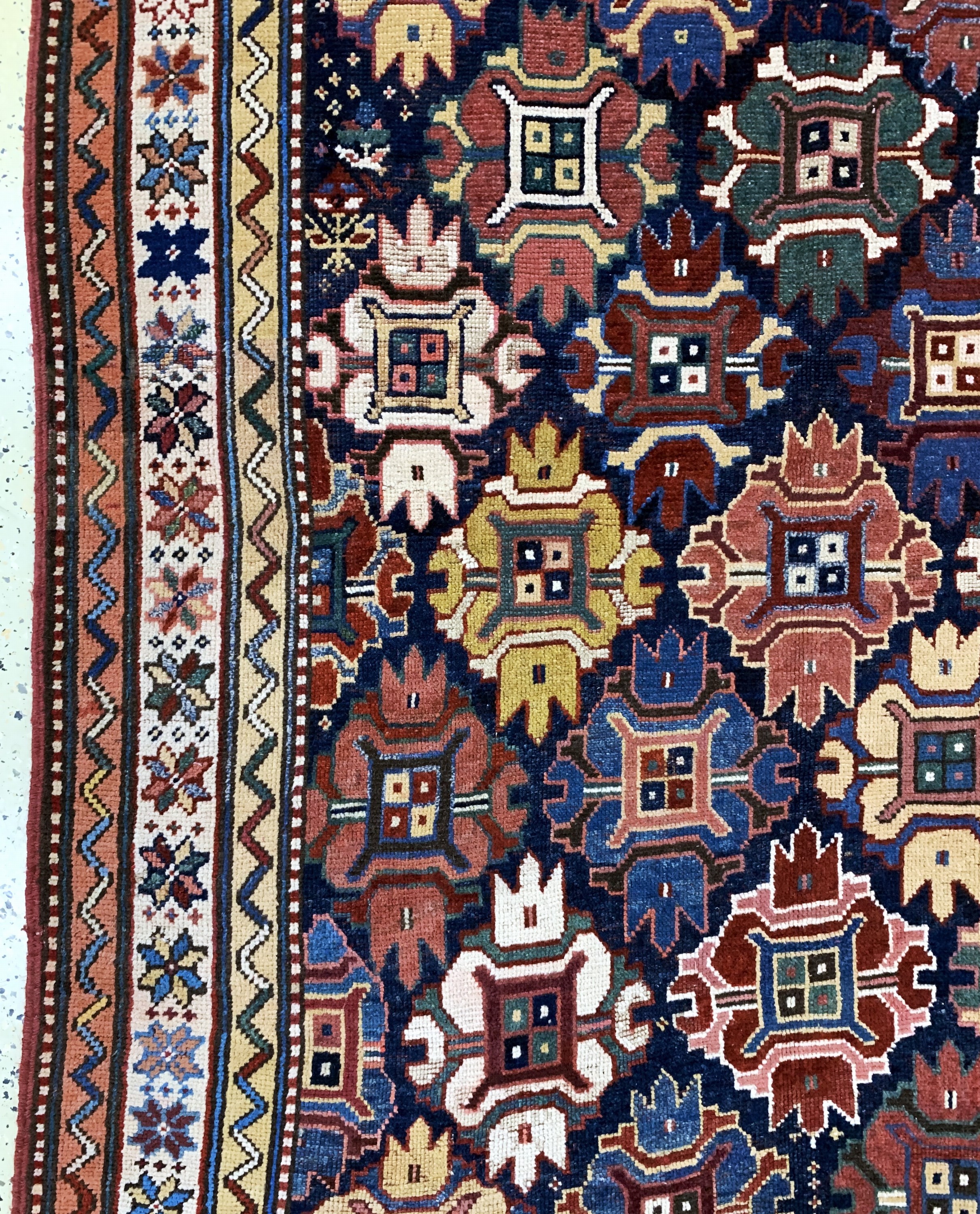 Detail d: Kurdischer"Dorfteppich"antik, Türkei, 19.Jhd, Wolle auf Wolle, ca. 370 x 158 cm, EHZ: 3