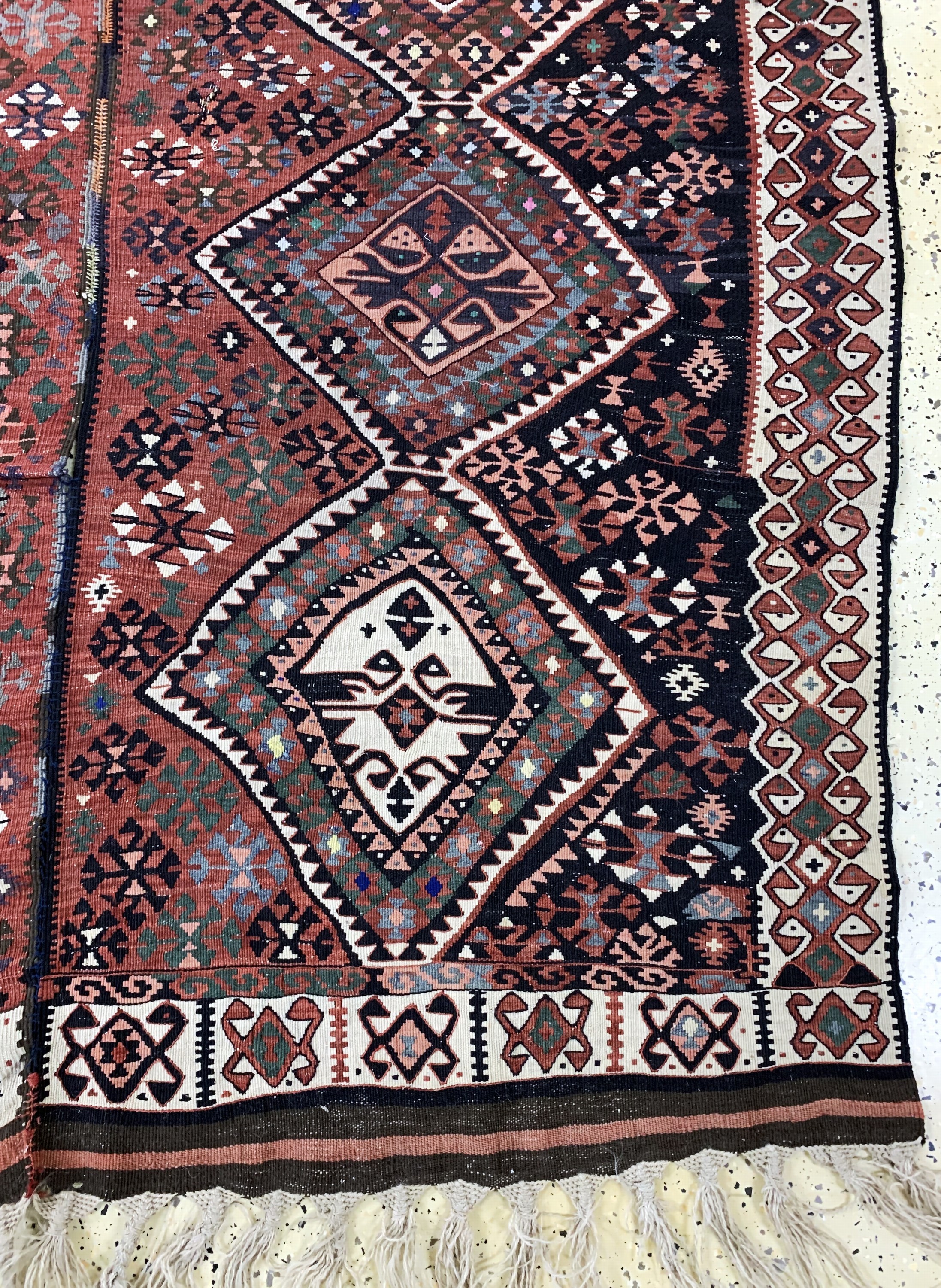 Detail a: Malatia Kelim antik, Türkei, um 1900, Wolleauf Wolle, ca. 205 x 155 cm, (2 Bahnig), EHZ: 2