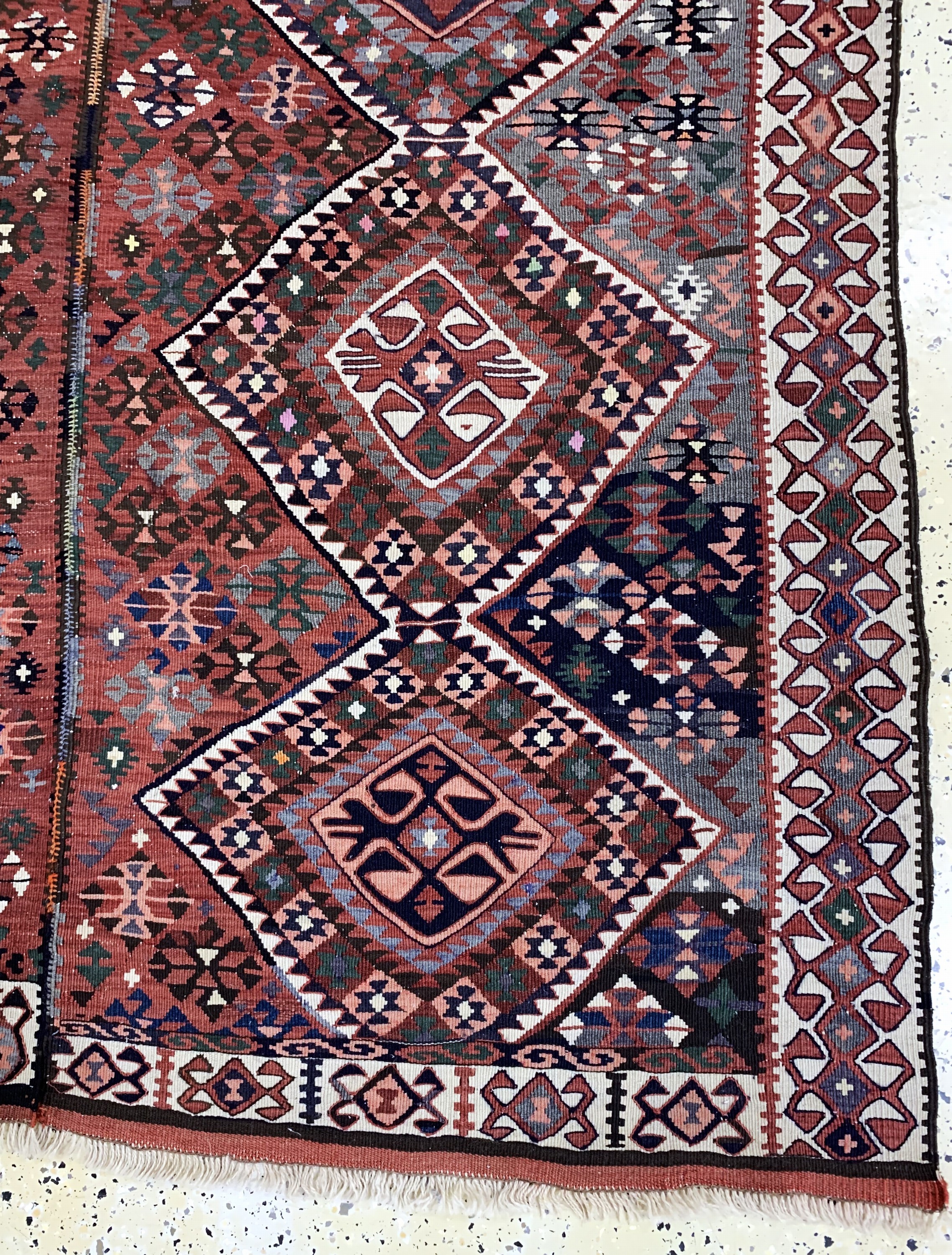 Detail c: Malatia Kelim antik, Türkei, um 1900, Wolleauf Wolle, ca. 205 x 155 cm, (2 Bahnig), EHZ: 2