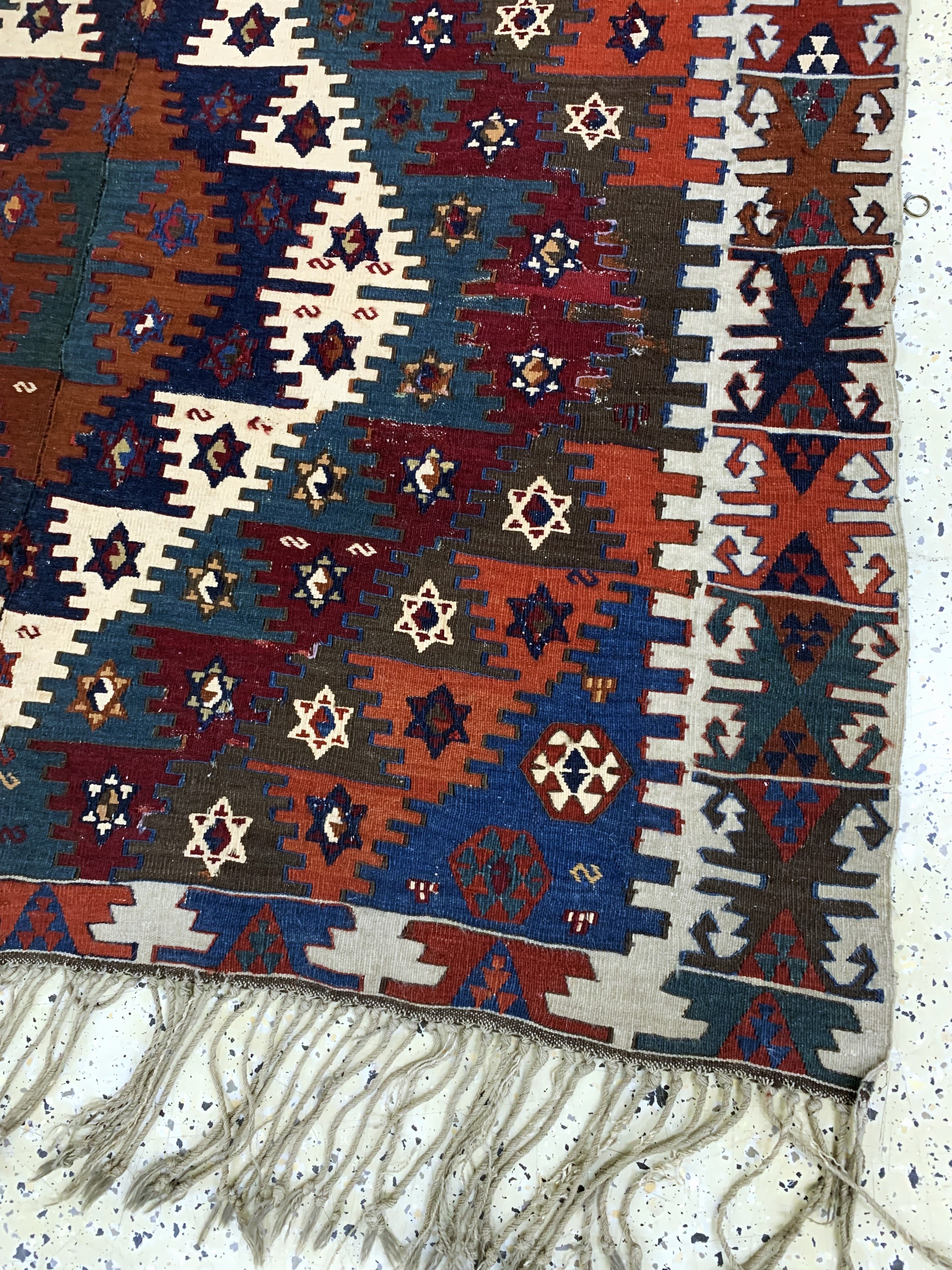 Detail f: Anatol Kelim antik, Türkei, 19.Jhd, Wolle auf Wolle, ca. 357 x 161 cm, (2 Bahnig), EHZ: 2(restauriert)