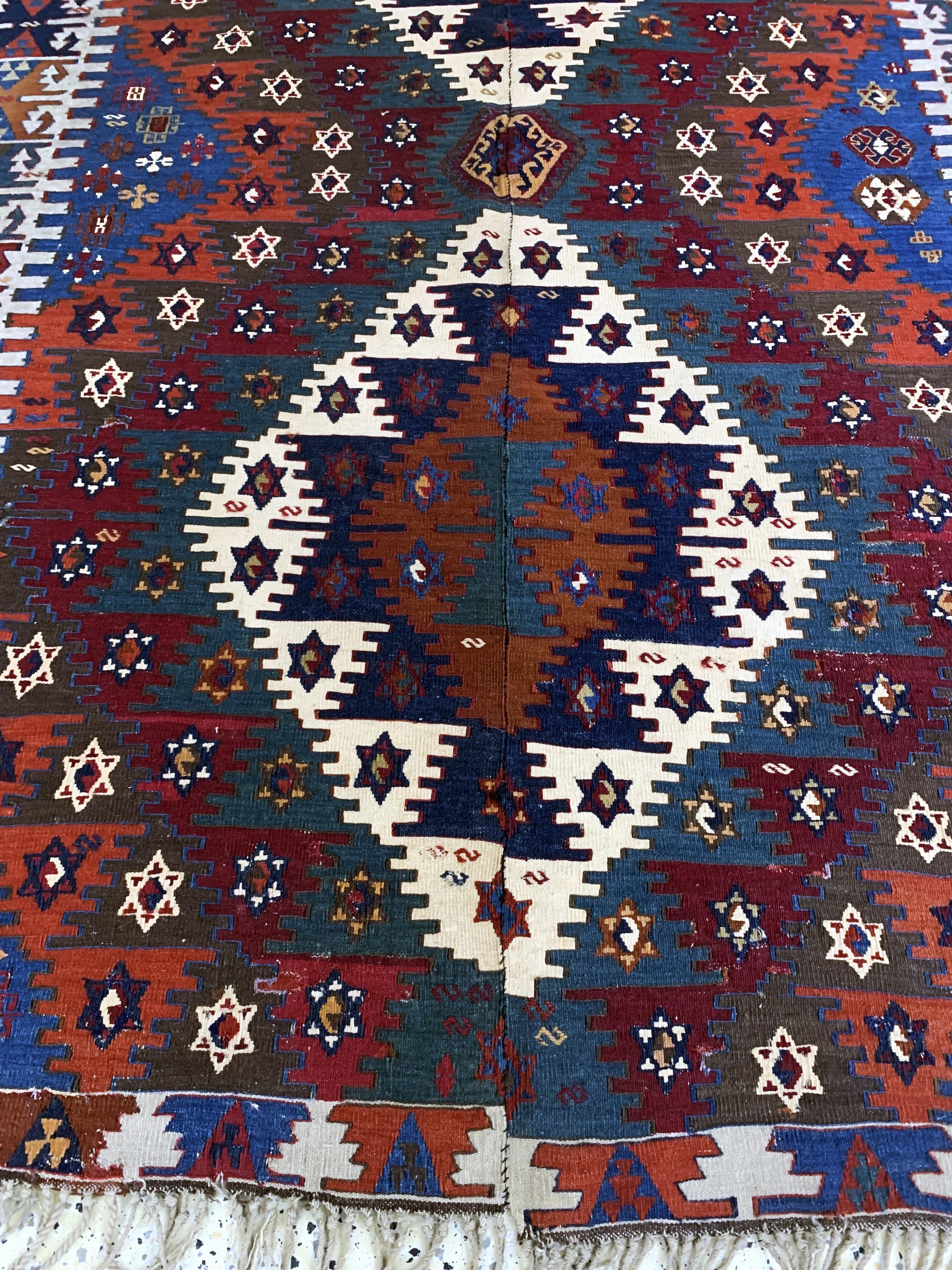 Detail h: Anatol Kelim antik, Türkei, 19.Jhd, Wolle auf Wolle, ca. 357 x 161 cm, (2 Bahnig), EHZ: 2(restauriert)