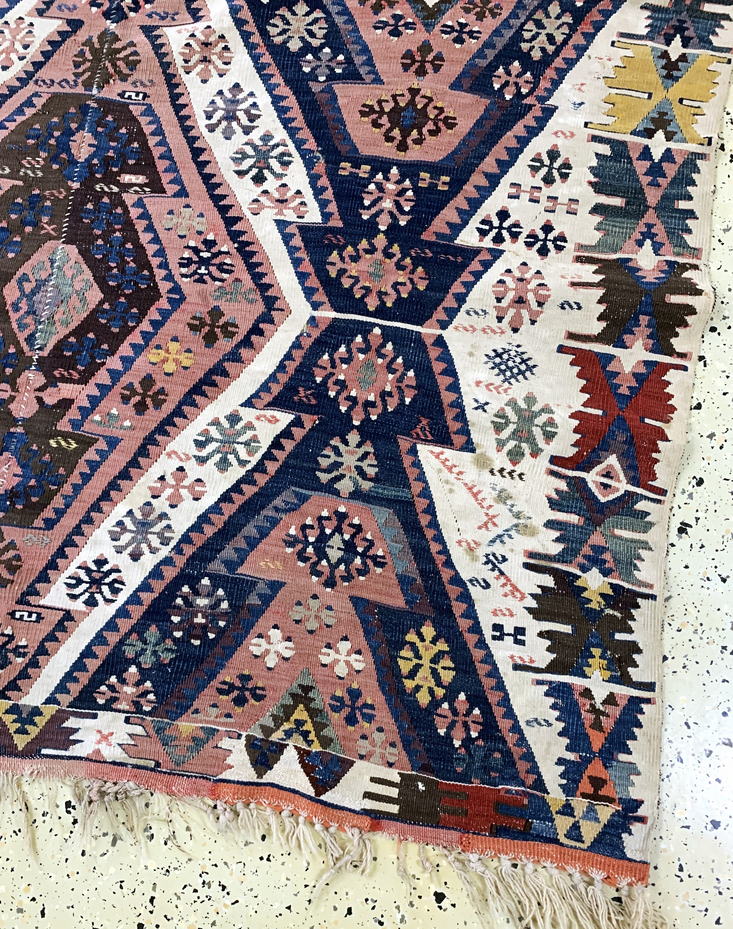 Detail a: Malatia Kelim antik, Türkei, um 1900, Wolleauf Wolle, ca. 193 x 145 cm, (2 Bahnig), EHZ: 2