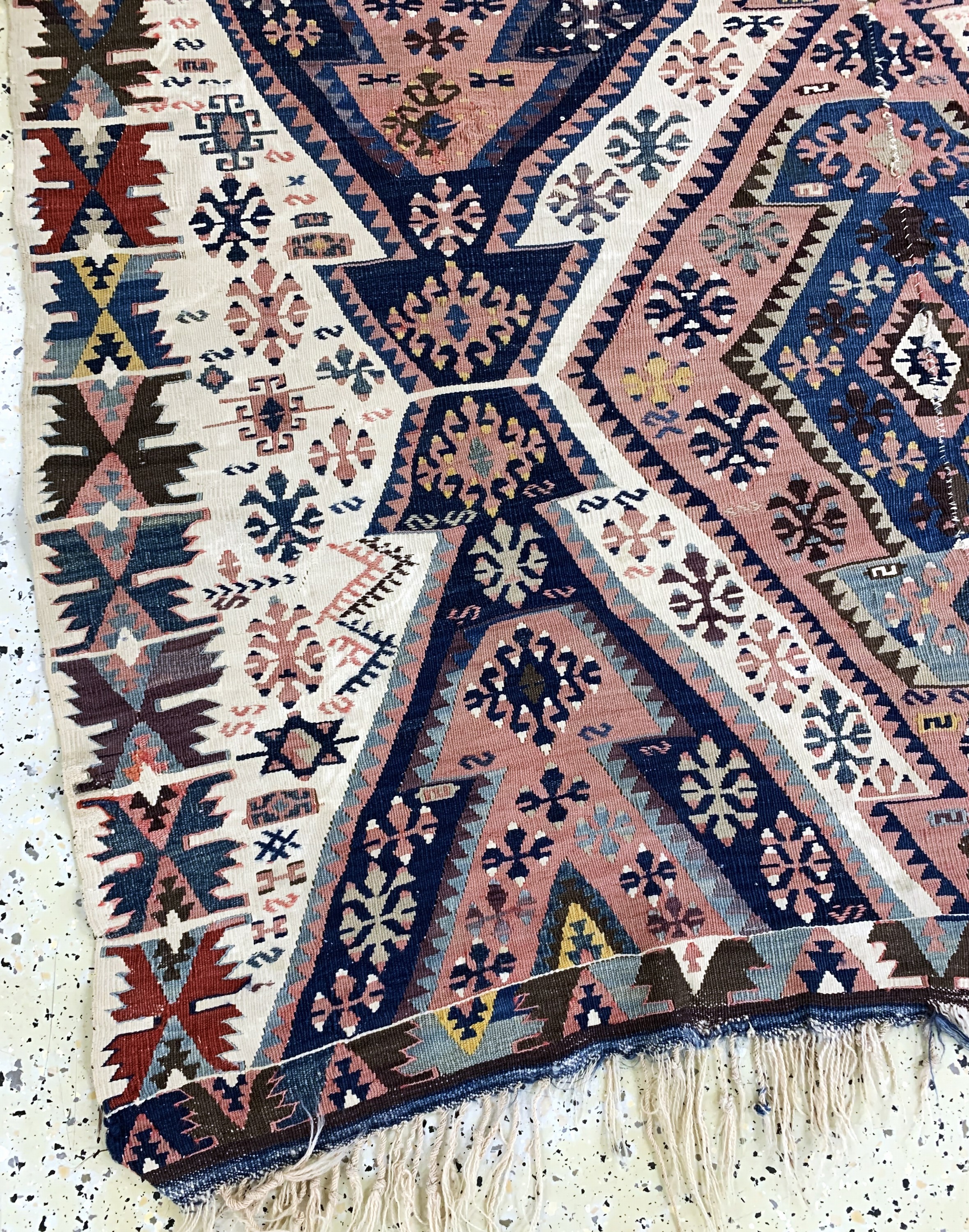 Detail d: Malatia Kelim antik, Türkei, um 1900, Wolleauf Wolle, ca. 193 x 145 cm, (2 Bahnig), EHZ: 2
