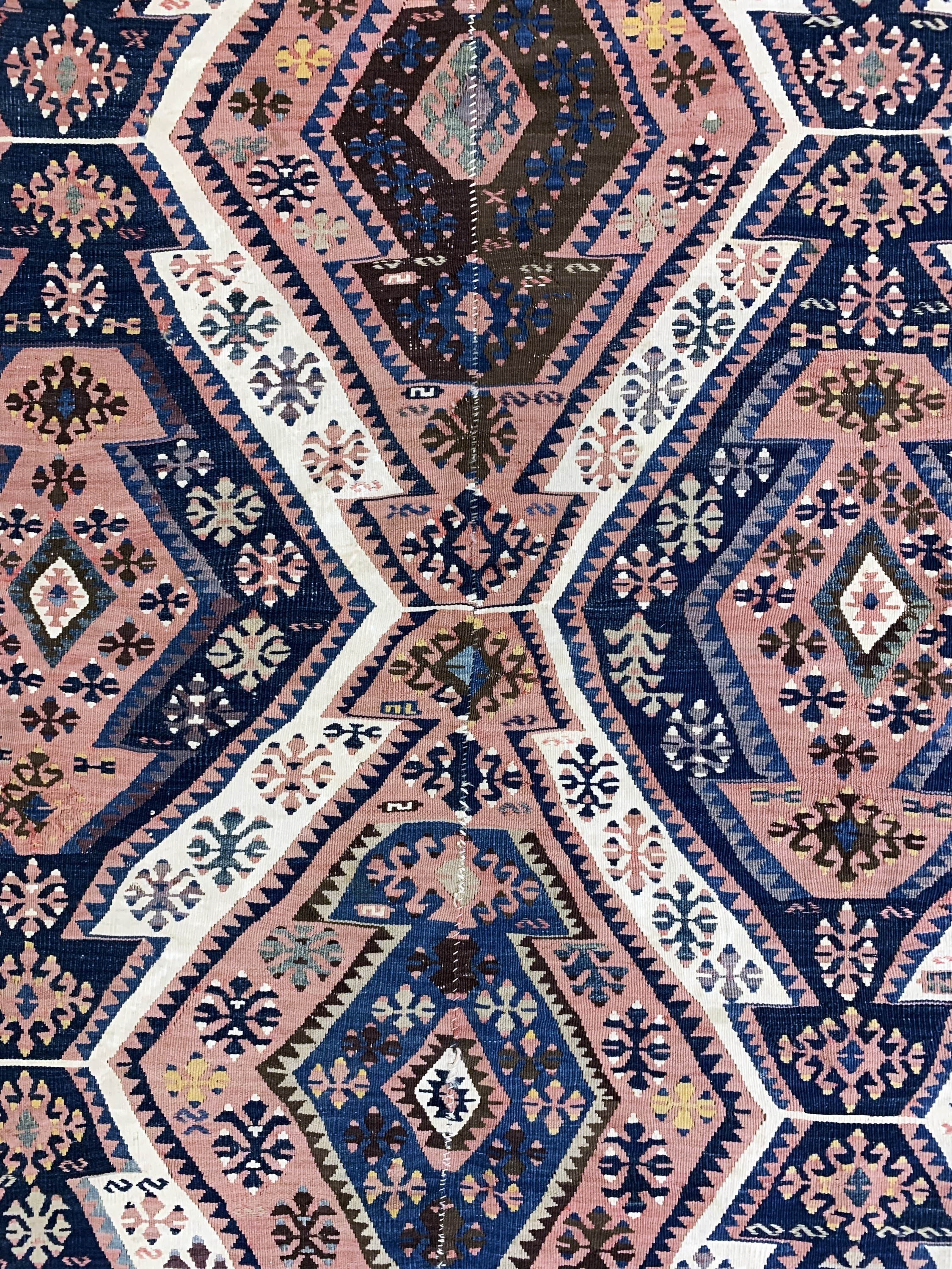 Detail e: Malatia Kelim antik, Türkei, um 1900, Wolleauf Wolle, ca. 193 x 145 cm, (2 Bahnig), EHZ: 2