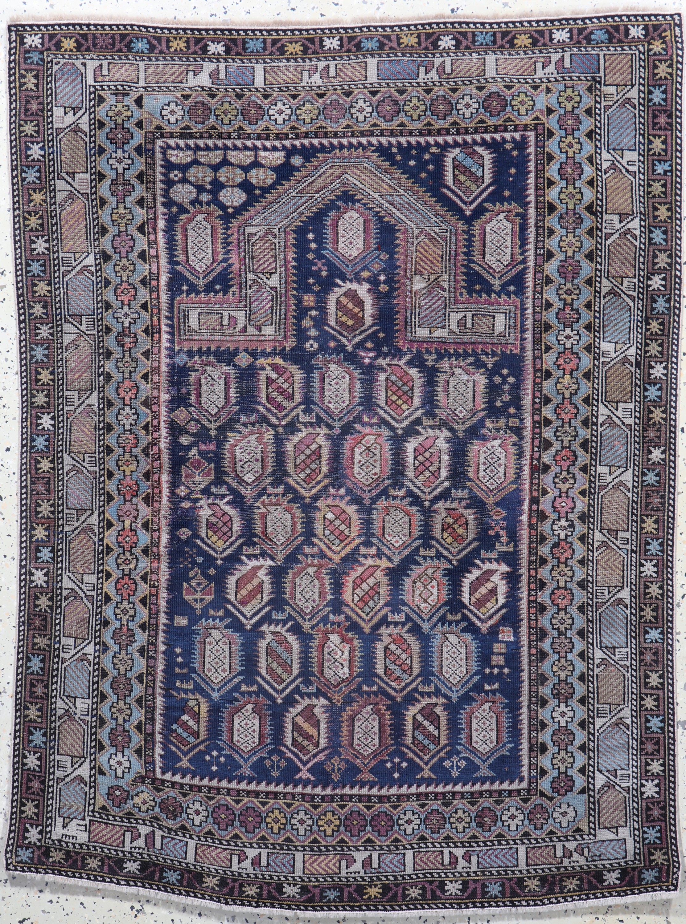 Schirwan"Gebetsteppich"antik, Kaukasus, 19.Jhd, Wolle auf Wolle, ca. 143 x 107 cm, EHZ: 3, (restauriert)