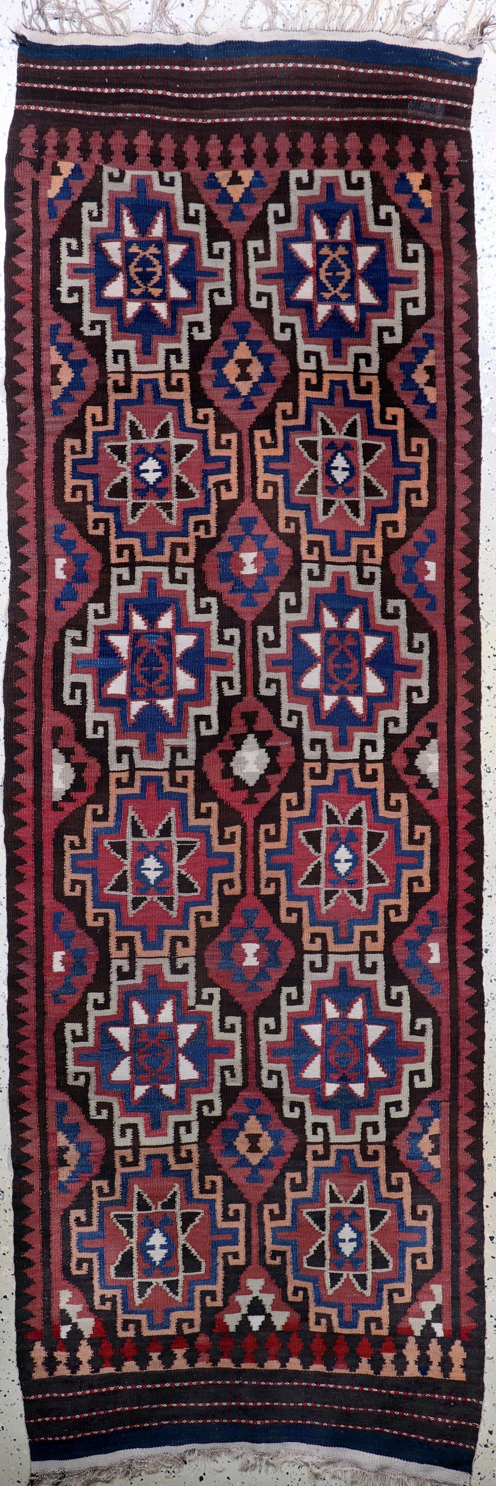 Maymaneh Kelim, Afghanistan, Anfang 20.Jhd,Wolle auf Wolle, ca. 302 x 101 cm, EHZ: 2