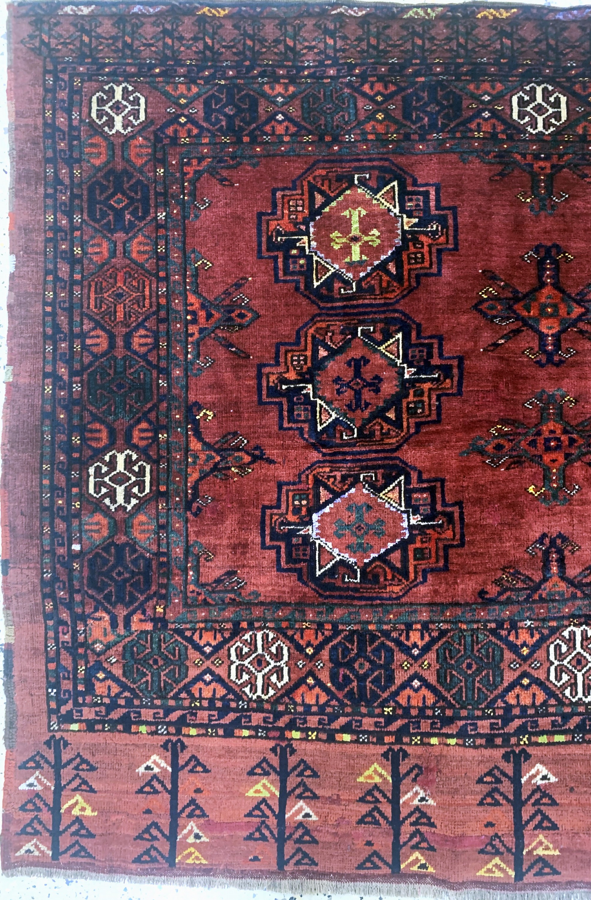 Detail a: Ersari Tschowal antik, Turkmenistan, 19.Jhd, Wolle mit"Seide"auf Wolle, ca. 168 x 102 cm, EHZ: 2