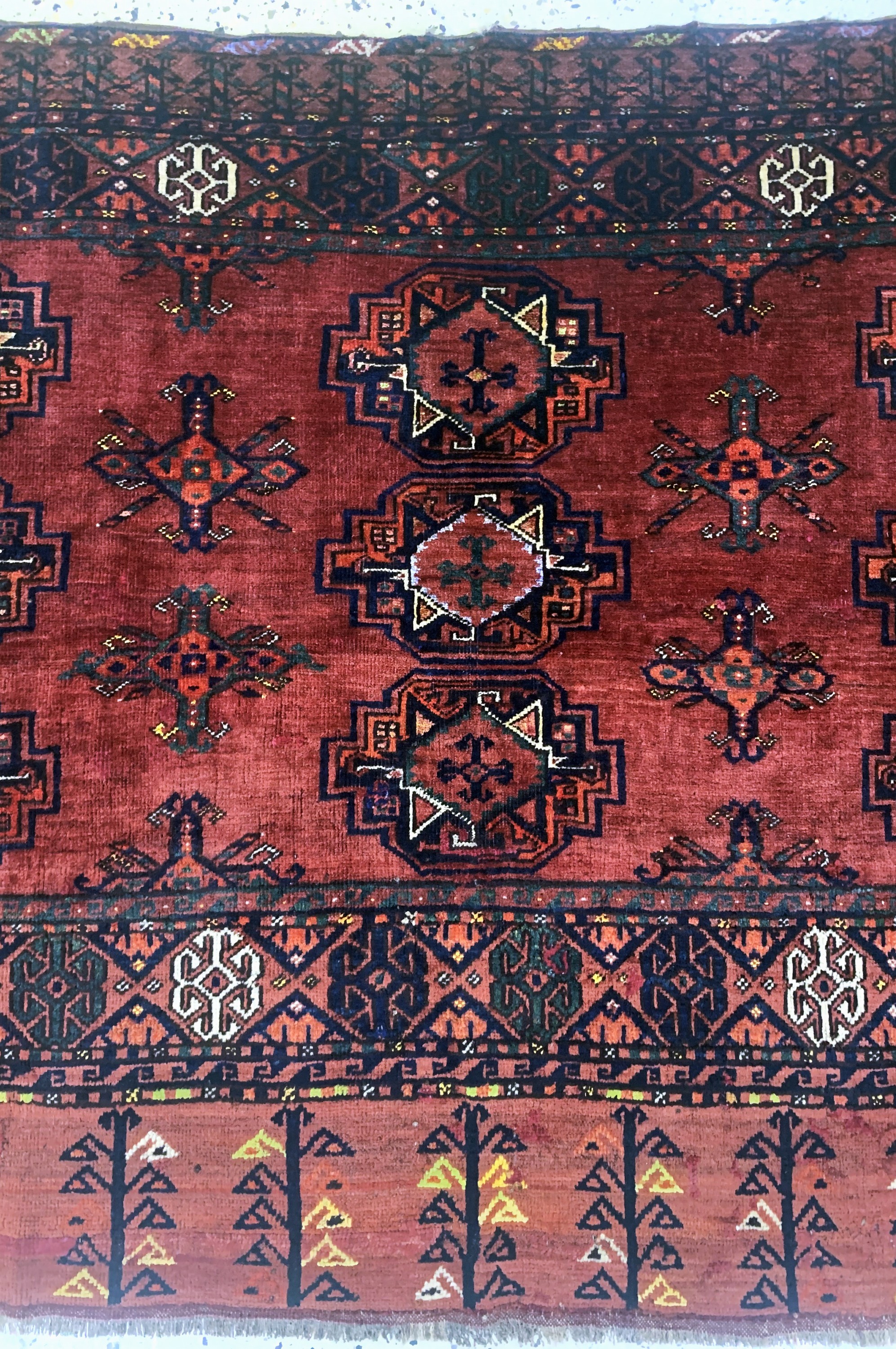 Detail b: Ersari Tschowal antik, Turkmenistan, 19.Jhd, Wolle mit"Seide"auf Wolle, ca. 168 x 102 cm, EHZ: 2