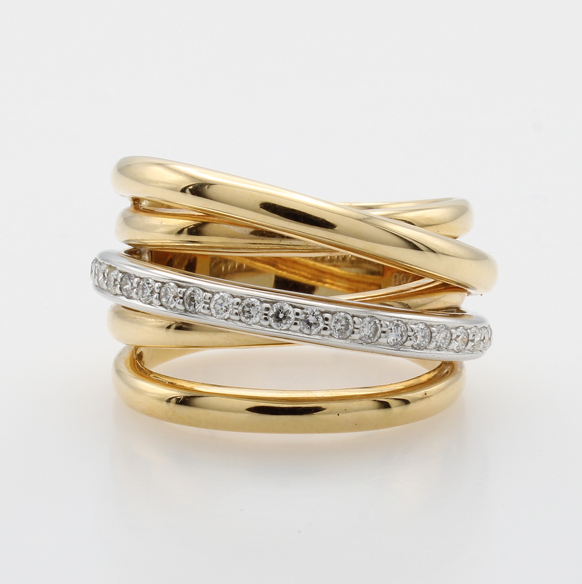 Image 26990224 - Ring mit Brillanten, RG/WG 750/000, 5 rhg. Optik, 1 Reihe z.T. bes. m. Brill. 0.28 ct ...