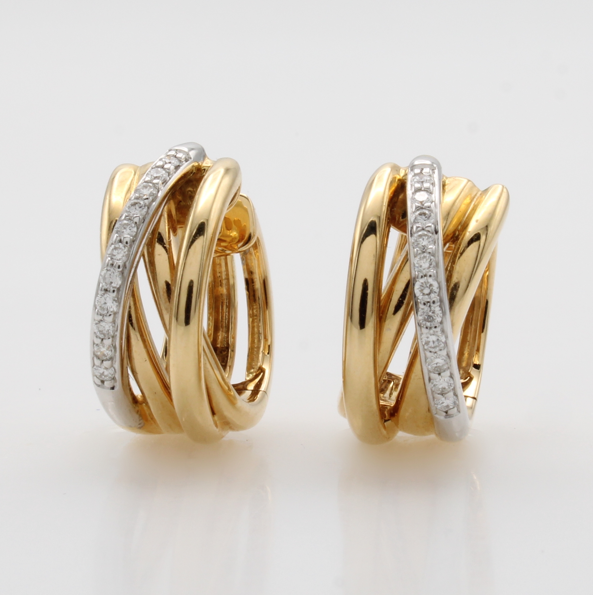 Image 26990225 - Paar Klappcreolen mit Brillanten, RG/WG 750/000, 4 rhg. Optik, 22 Brill. zus. ca. ...