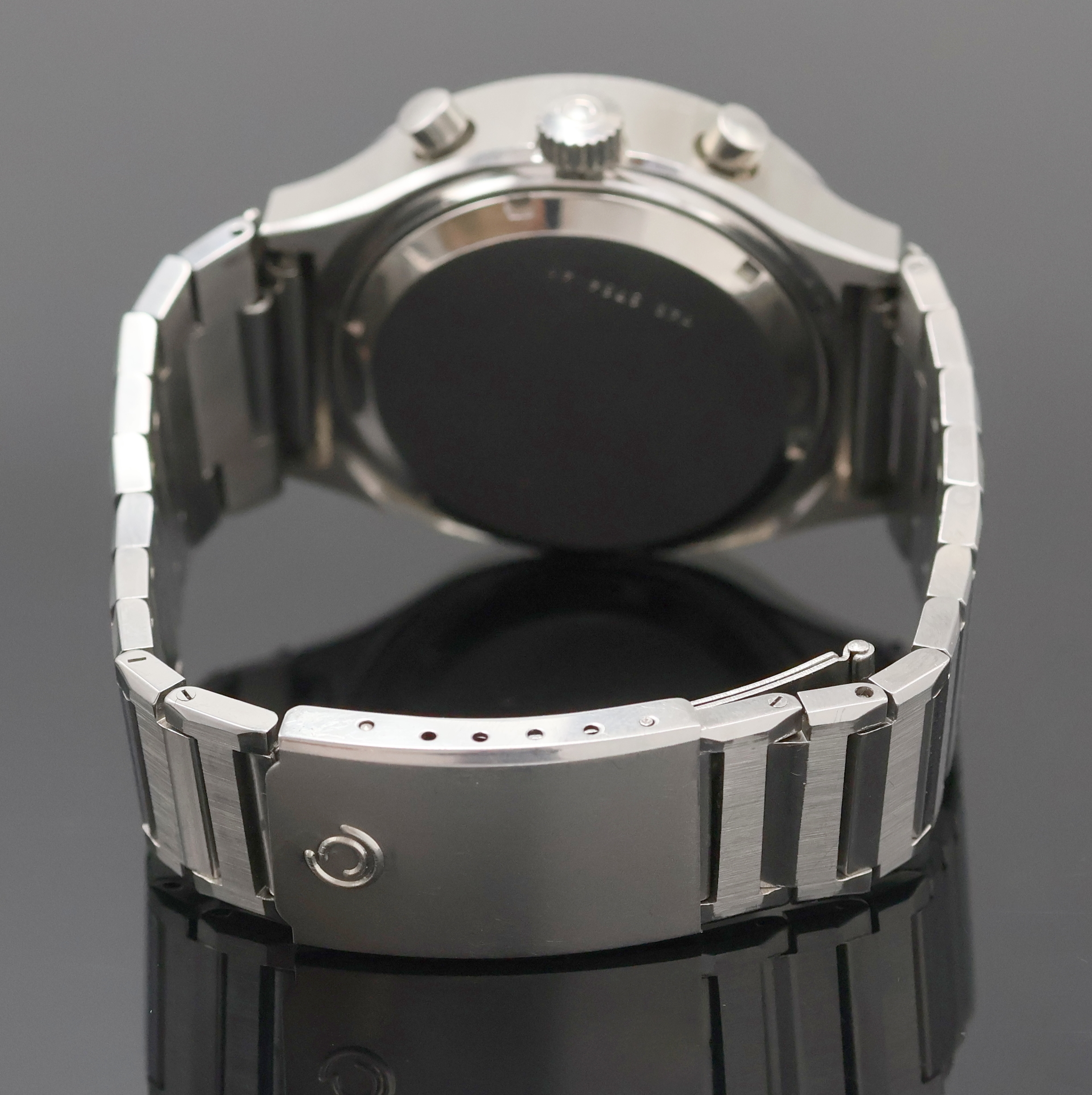 Detail b: CERTINA Chronolympic C-Tronic seltener Stimmgabel-Chronograph in Stahl Referenz 749.3754.41, Schweiz um 1970, Boden verschr., orig. Gliederband m. ...