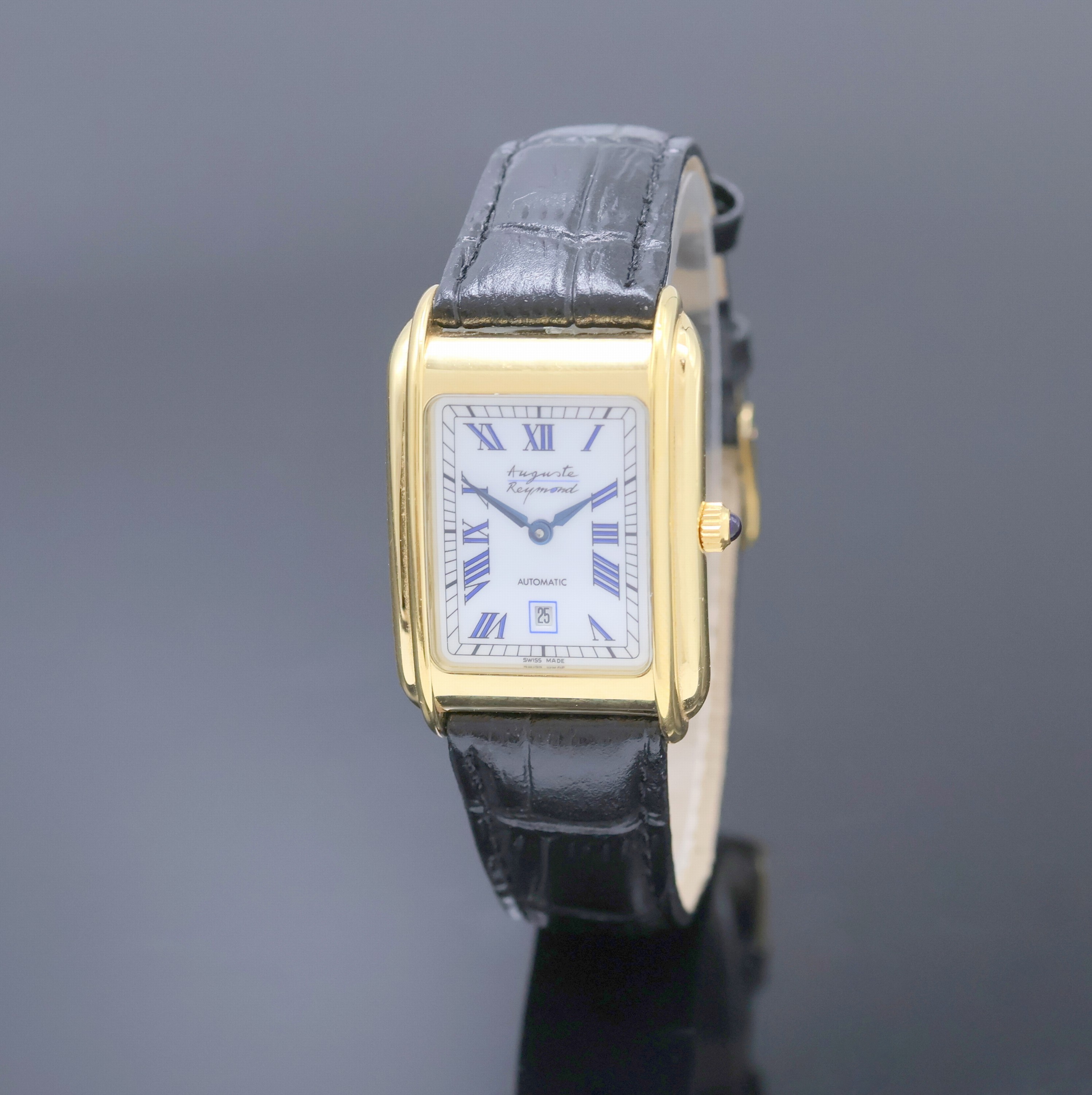 Image 26990271 - AUGUSTE REYMOND rechteckige Armbanduhr, Schweiz um 2000, Automatik, verg. Metallgeh. m. ...