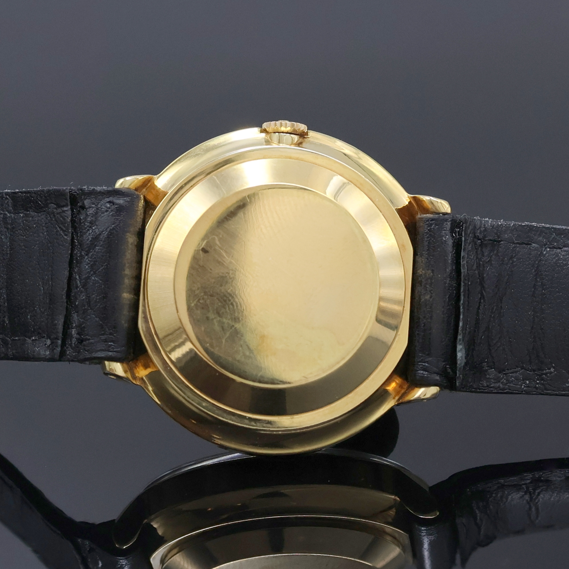 Detail d: MIDO vergoldete Herrenarmbanduhr OCEAN STAR powerwind, Automatik, Schweiz 1960er Jahre, Metall-Monocoque-Geh. hartverg., Lederband m. verg. orig. ...