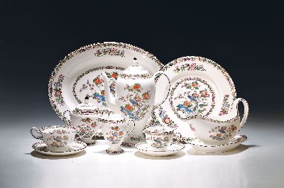 Image Speiseservice, Wedgwood, England, Dekor Kutani Crane, Porzellan, Umdruckdekor, 10 ...