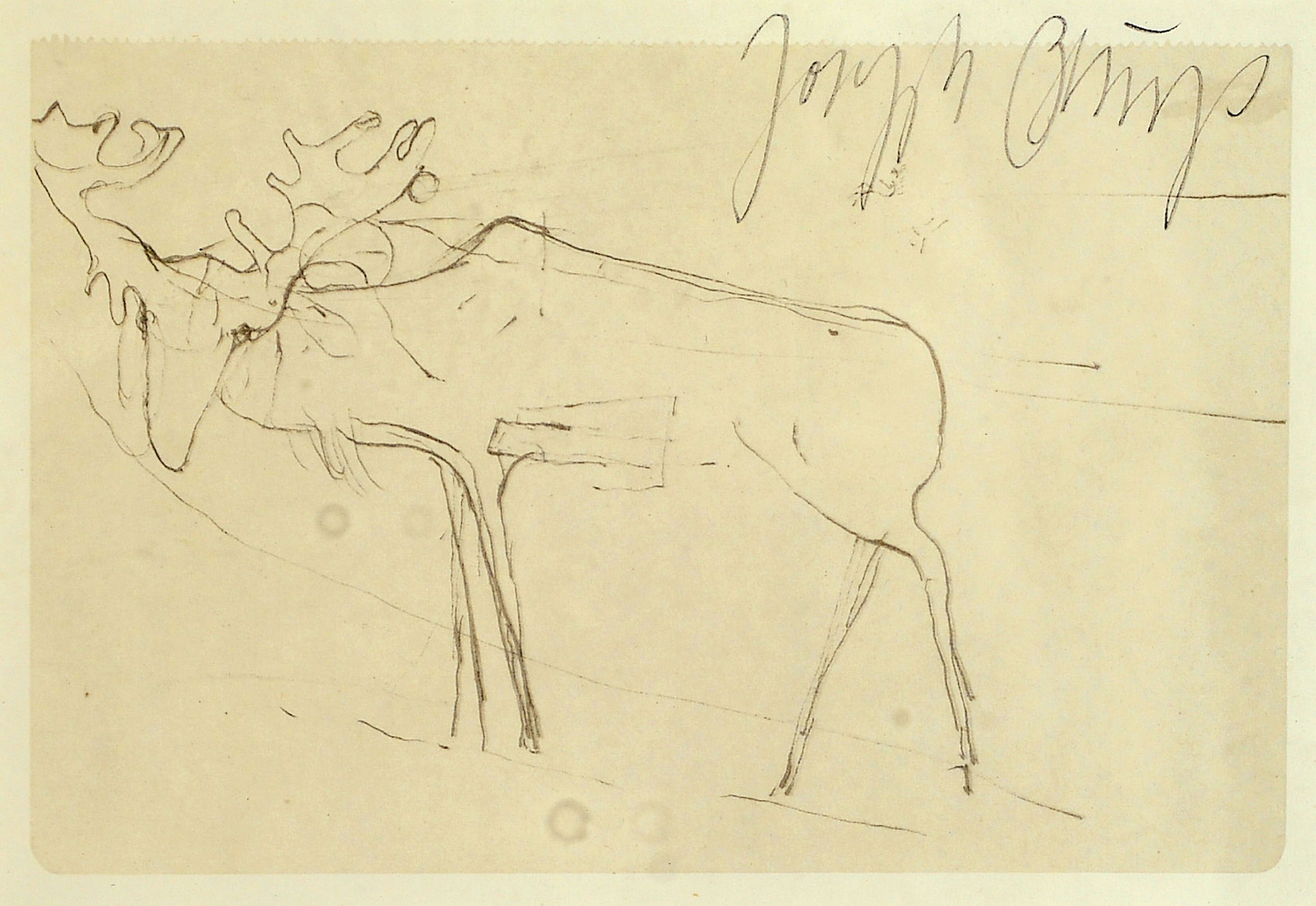 Image 26990313 - Joseph Beuys, 1921 Krefeld-1986 Düsseldorf, Offset, ´Elch´, 1983, handsigniert, unter ...