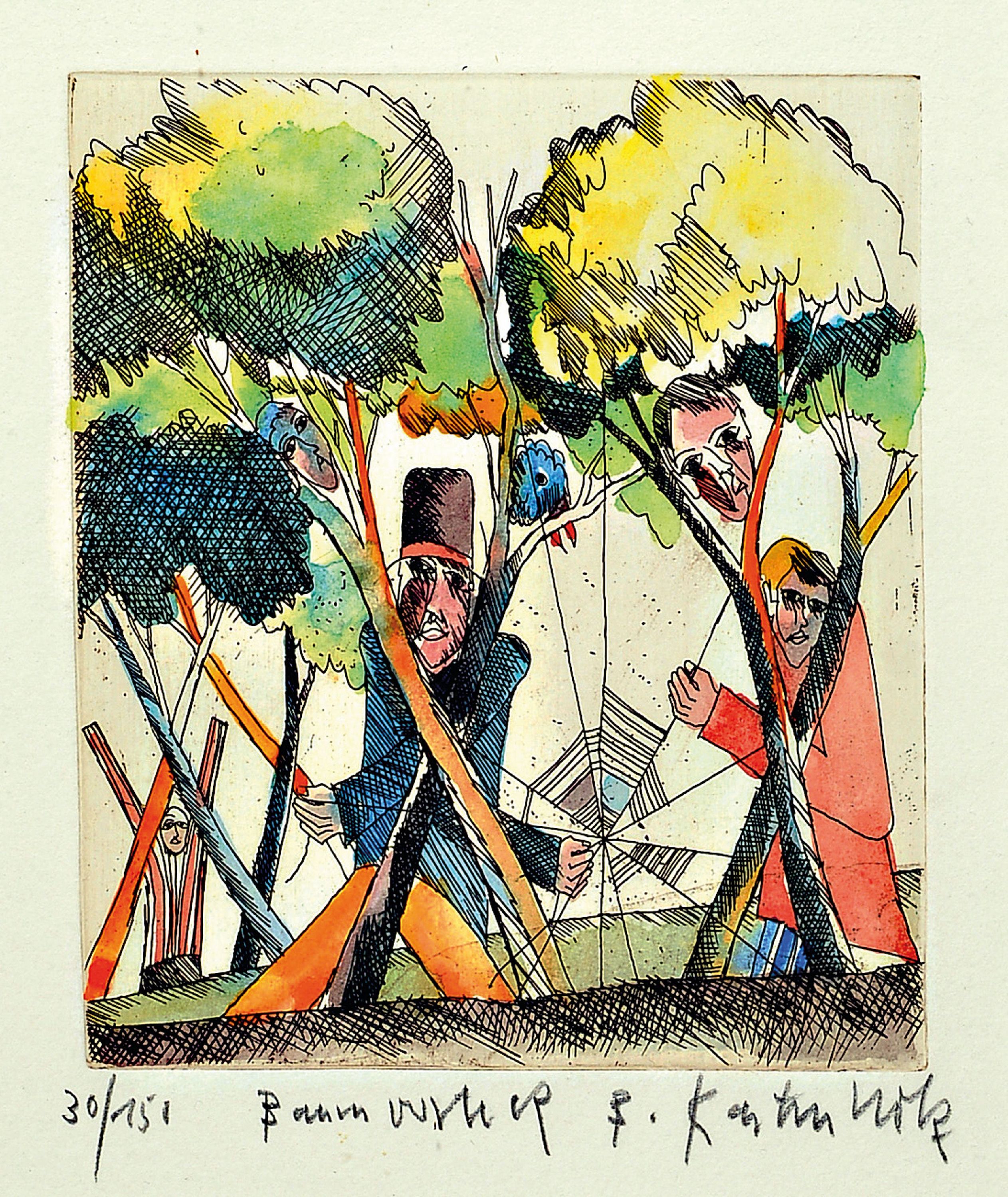 Image 26990314 - Bernd Kastenholz, geb. 1949 Speyer, aquarellierte Radierung, Ed. 30/150, Platte 12,5x11 ...