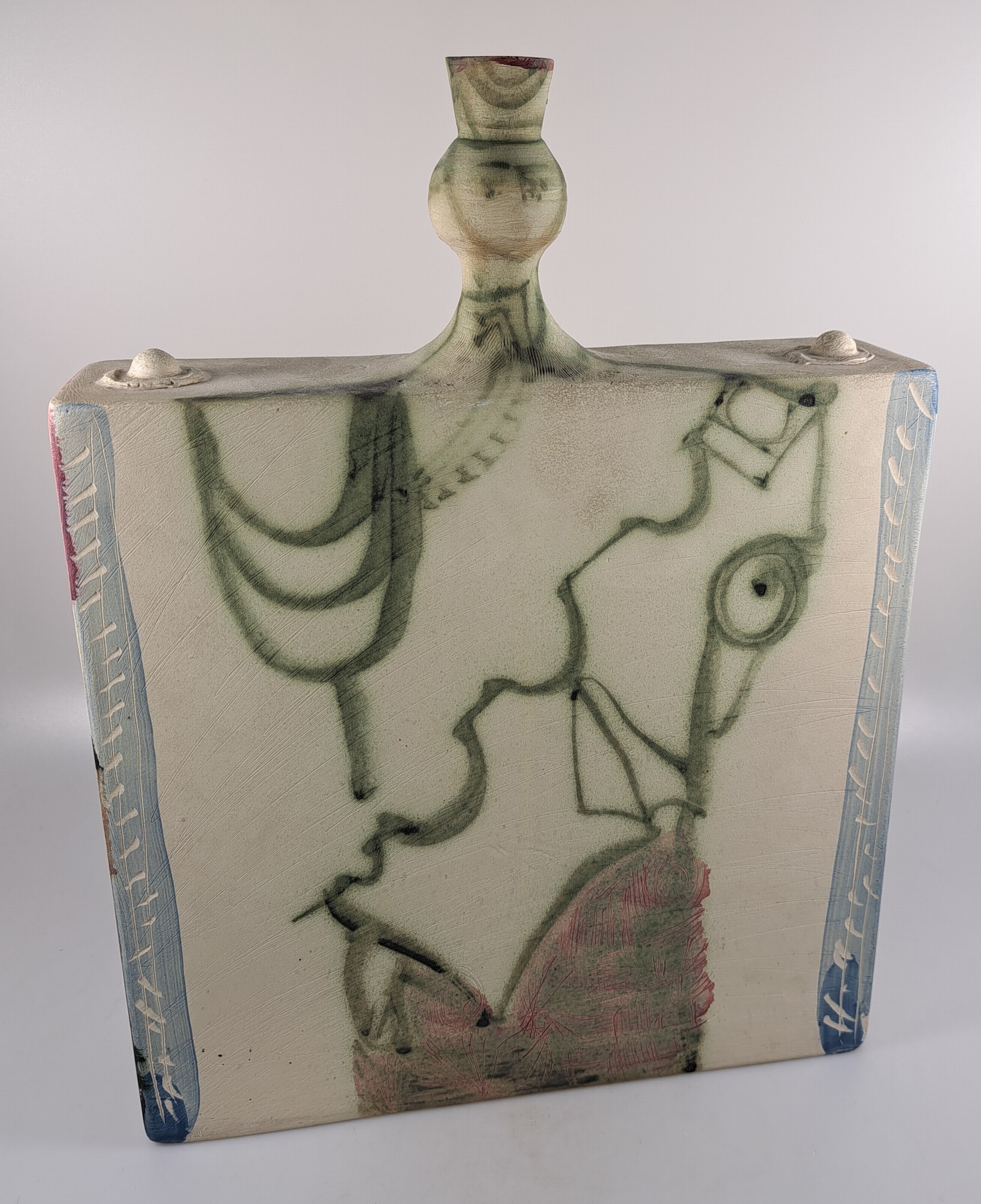 Detail a: Gilbert Portanier, 1926 Cannes-2023 Vallauris , weißer Ton, handbemalt und mit Ritzdekor versehen, Figurenkomposition in ...