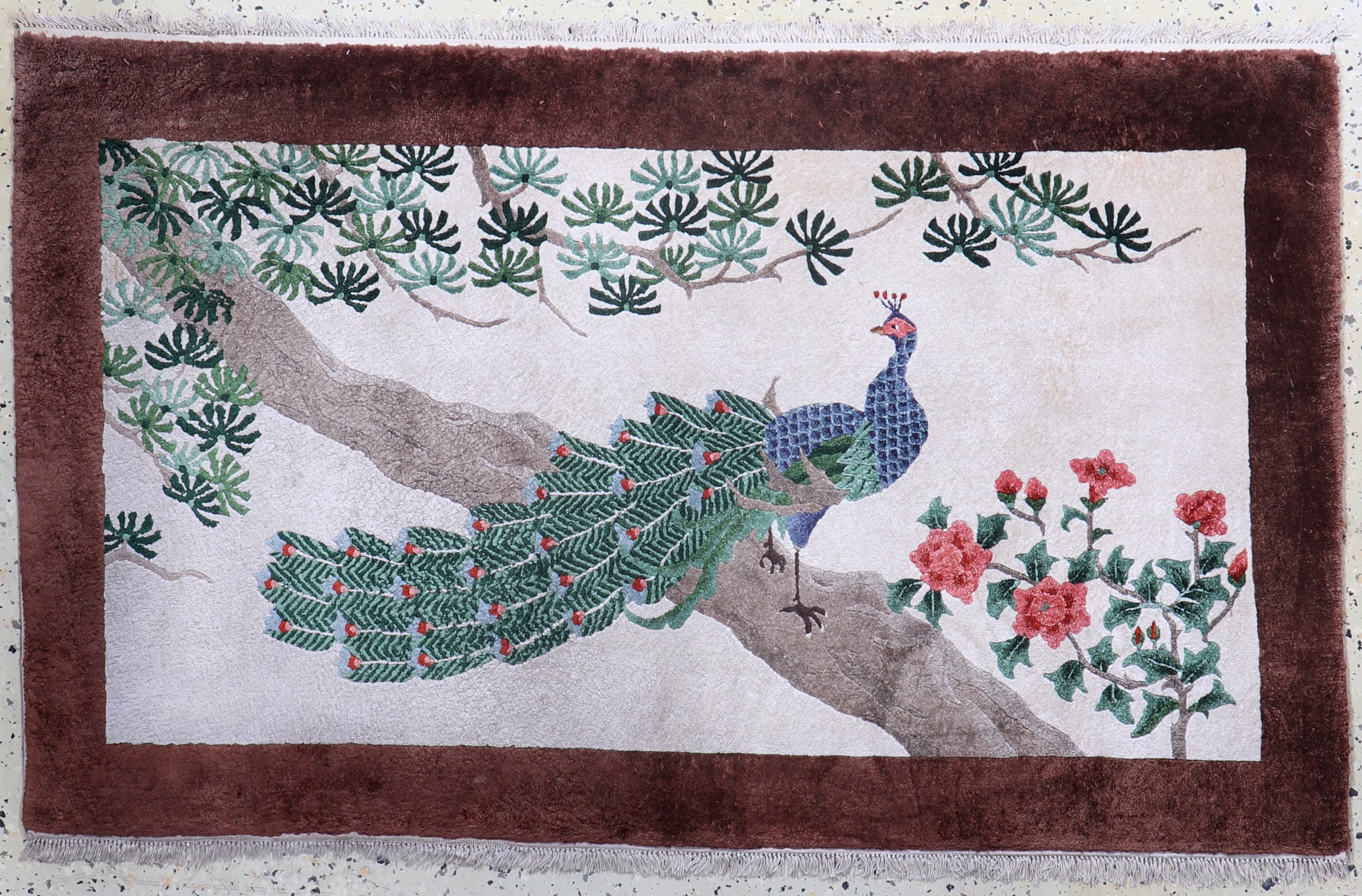 Seiden-Teppich, China, Mitte 20.Jhd, reine Naturseide, ca. 140 x 85 cm, EHZ: 2