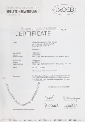 26990847a - 18 kt Gold Brillant-Collier, GG 750/000, 59Brillanten zus. ca. 8.65 ct ...