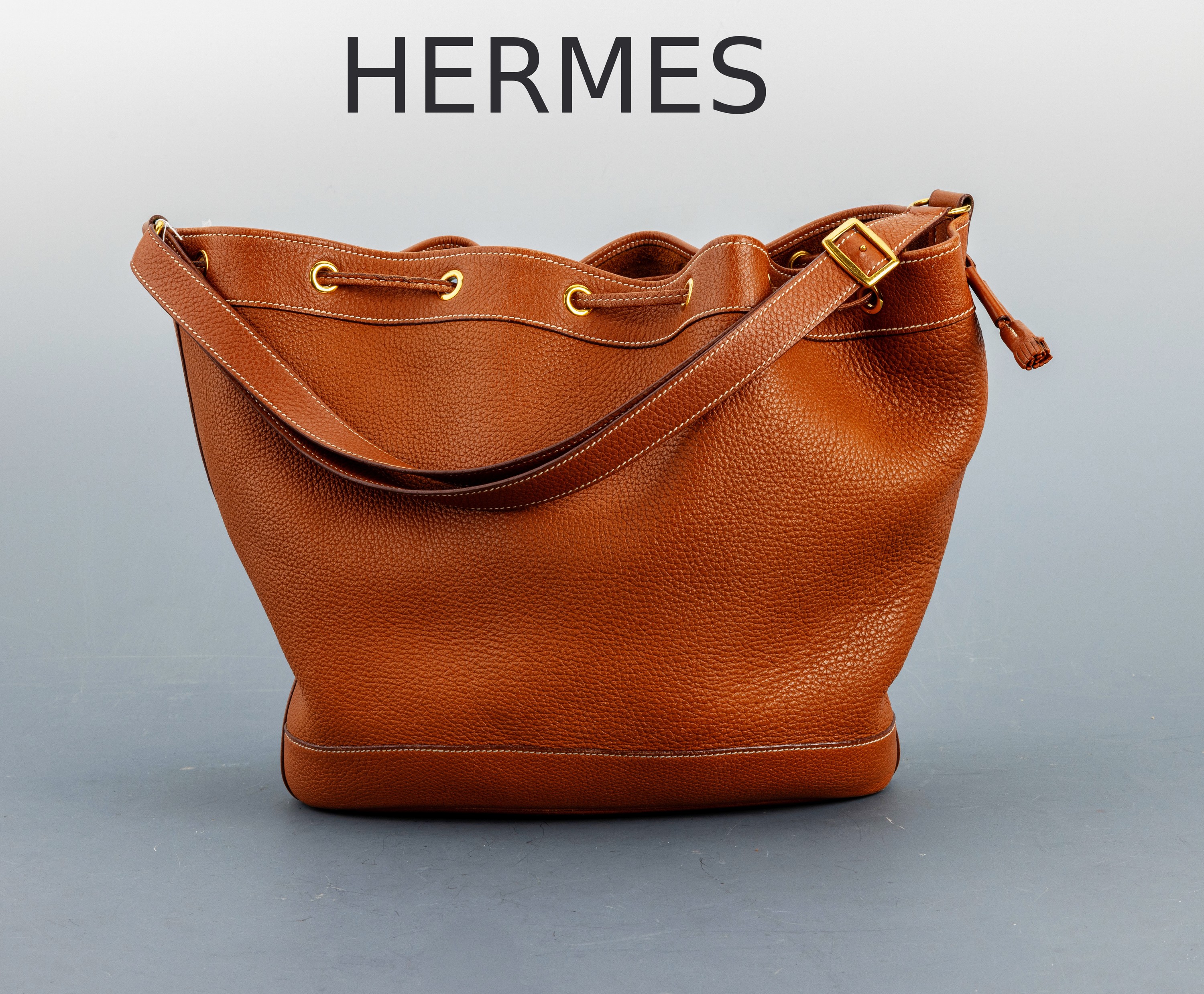 Image 26991151 - HERMES Tasche ´Market´ , Togo Leder golden- brown/braun, goldfarbene Hardware, ca. 27 x ...