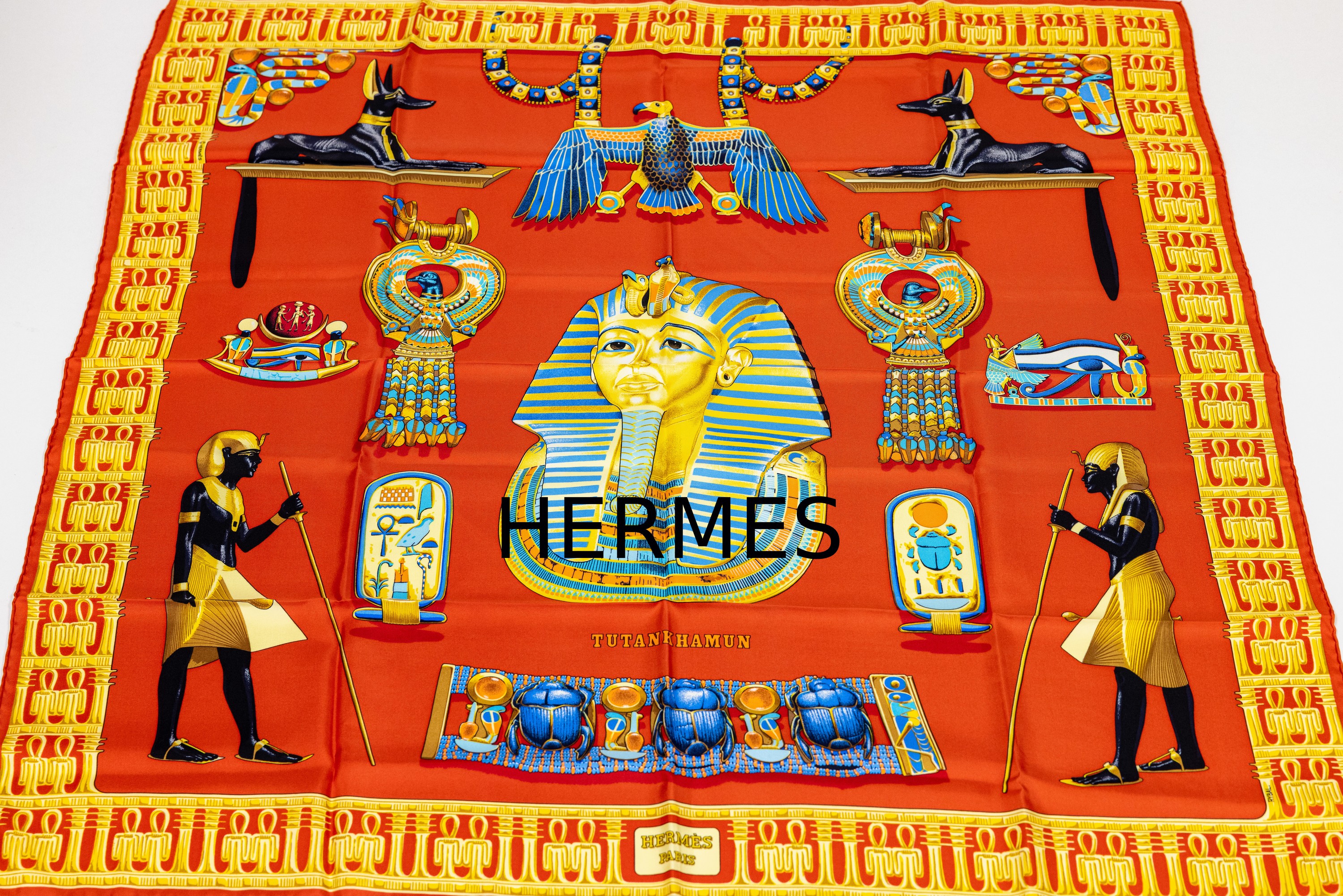 Image 26991157 - HERMES Seiden Carree ´Tutankhamun´, Design Vladimir Rybaltchenko 1976, sign. RYBAL, ...