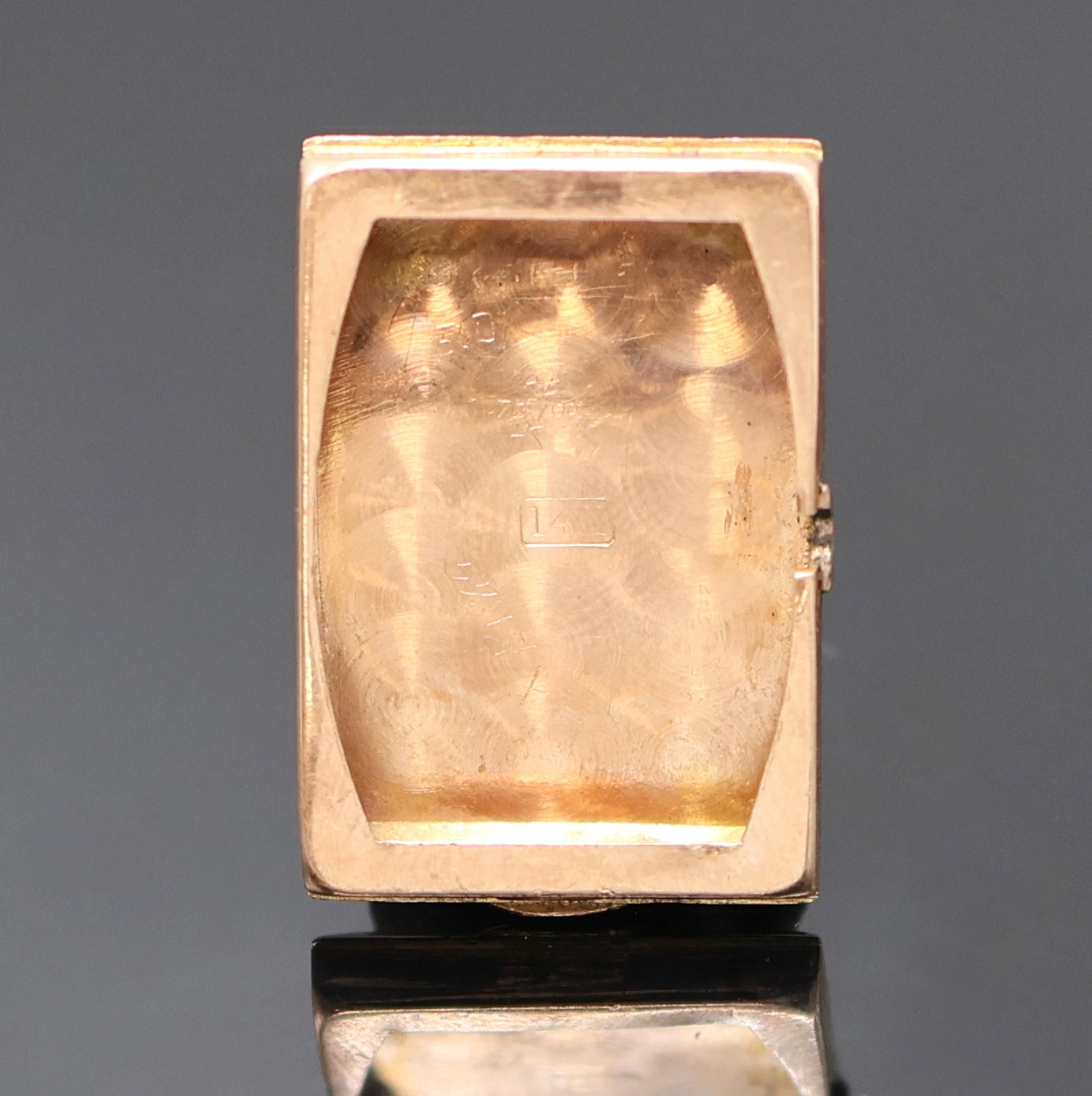 Detail e: HAMILTON ausgefallene Schmuckbanduhr in RG 585/000, USA um 1938, Handaufzug, ausgef., unsign. Goldgeh. inkl. unsign. RG 585/000 Band, verd. ...