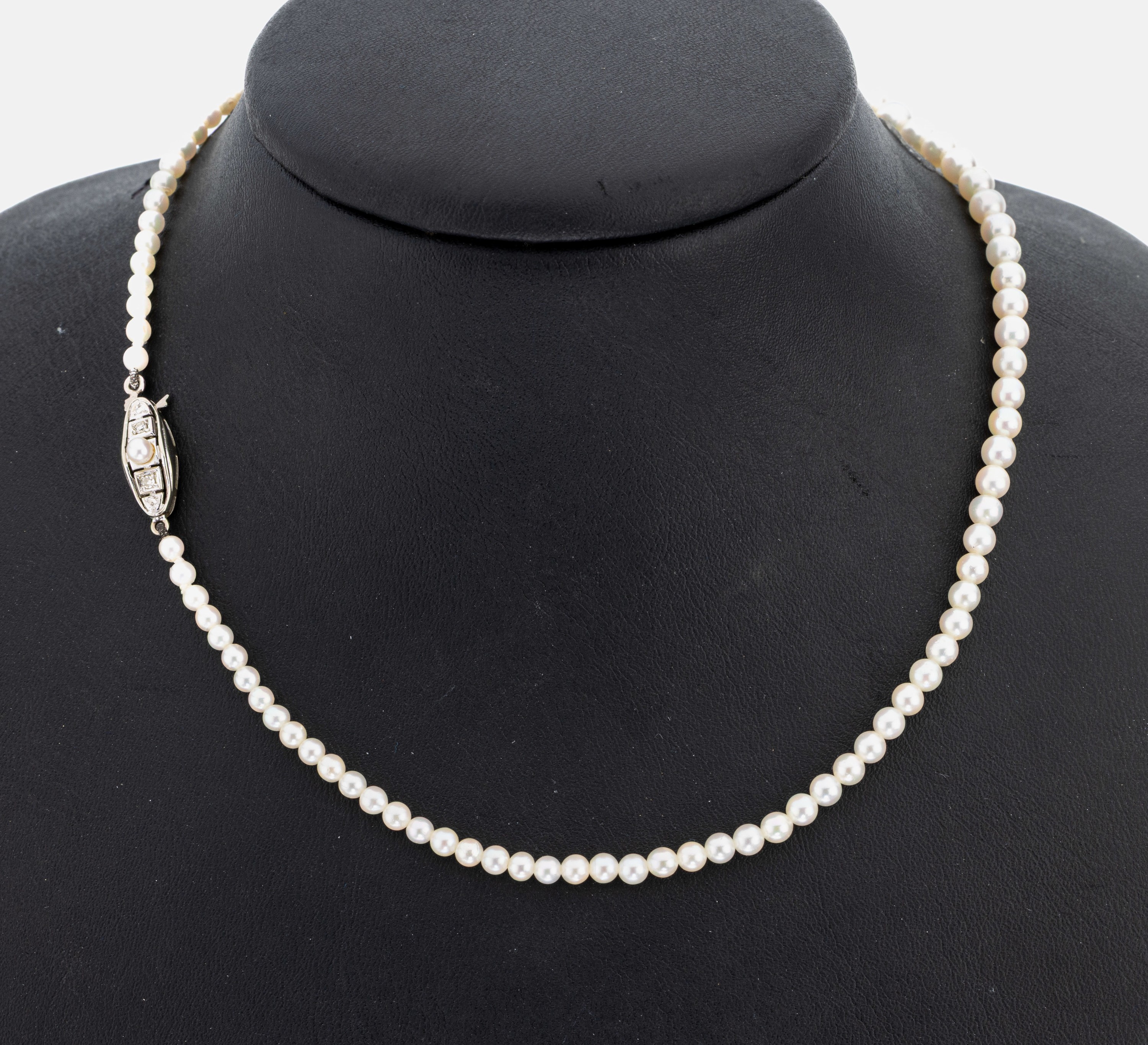 Image 26991196 - Perl-Collier mit 14 kt Gold Perl-Diamant -Schmuckschließe, 1930er Jahre, WG 585/000,im ...