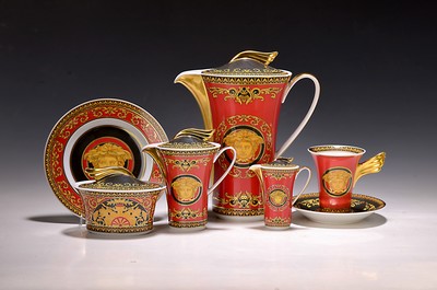 Image Kaffeeservice für 6 Personen, Rosenthal, Dekor Medusa, Entwurf Gianni Versace, Kanne, ...